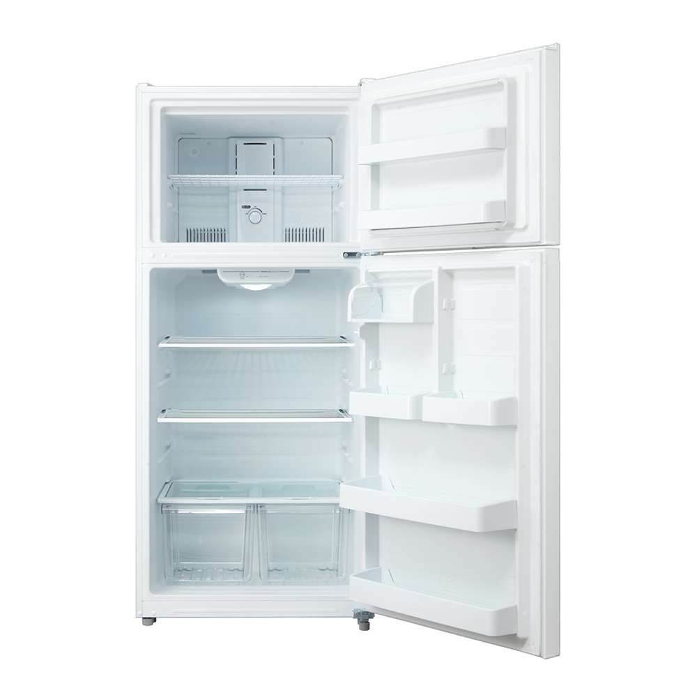 19 CF Top Mount Refrigerator, Glass Shelves, Ice Maker Ready, ESTAR MRT18S3AWW