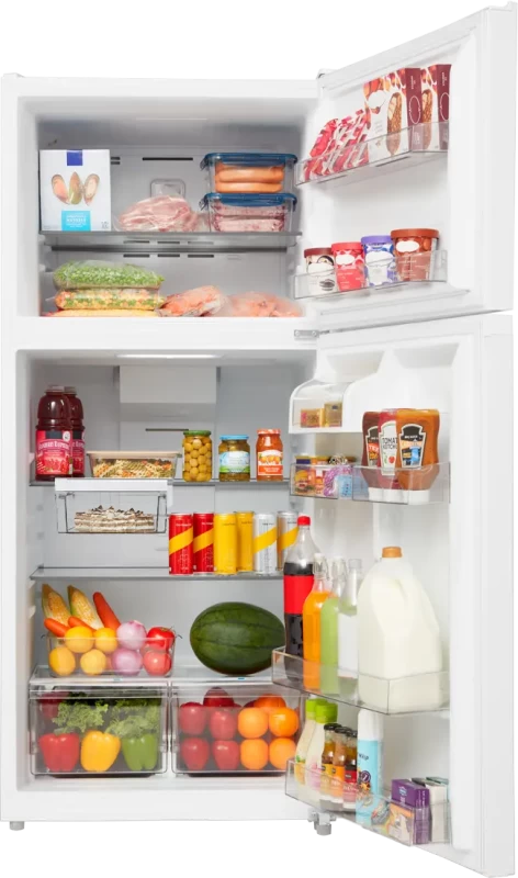 21 CF Top Mount Refrigerator, Glass Shelves, Ice Maker Ready, ESTAR MRT21D3BWW