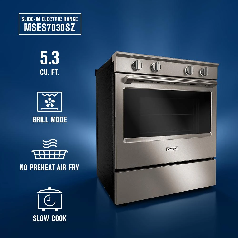 30-Inch Wide Slide-In Electric Range with Grill Mode and No Preheat Air Fry - 5.3 Cu. Ft. MSES7030SZ