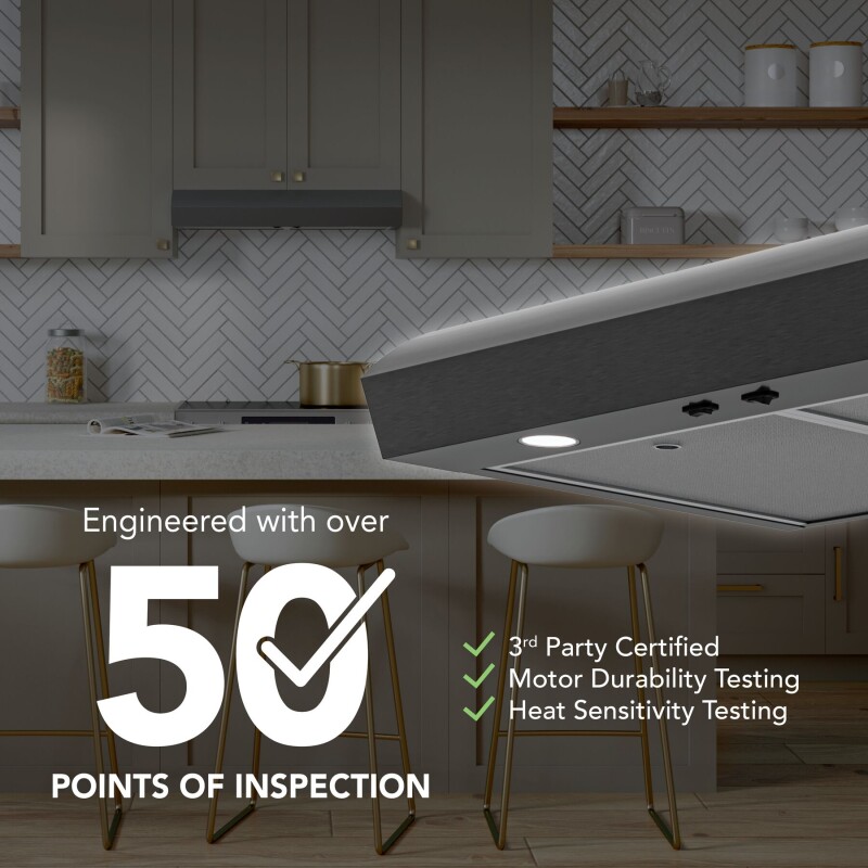 Broan-NuTone 30-Inch Under Cabinet Range Hood, ENERGY STAR, 350 Max Blower CFM, Black Stainless Steel MTR1303BLS