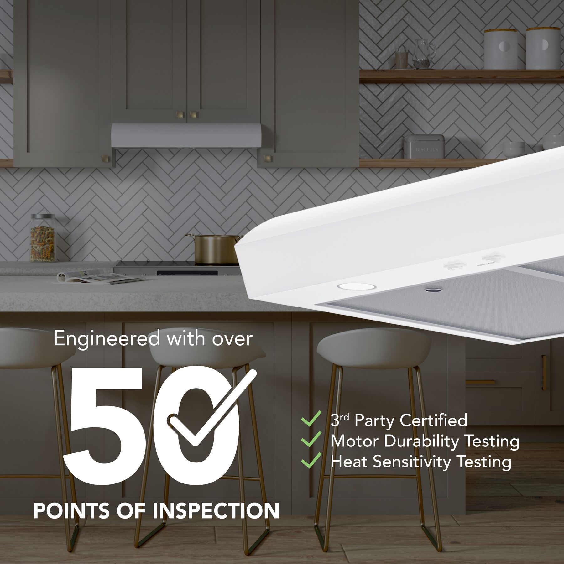 Broan-NuTone 30-Inch Under Cabinet Range Hood, ENERGY STAR, 350 Max Blower CFM, White MTR1303WW