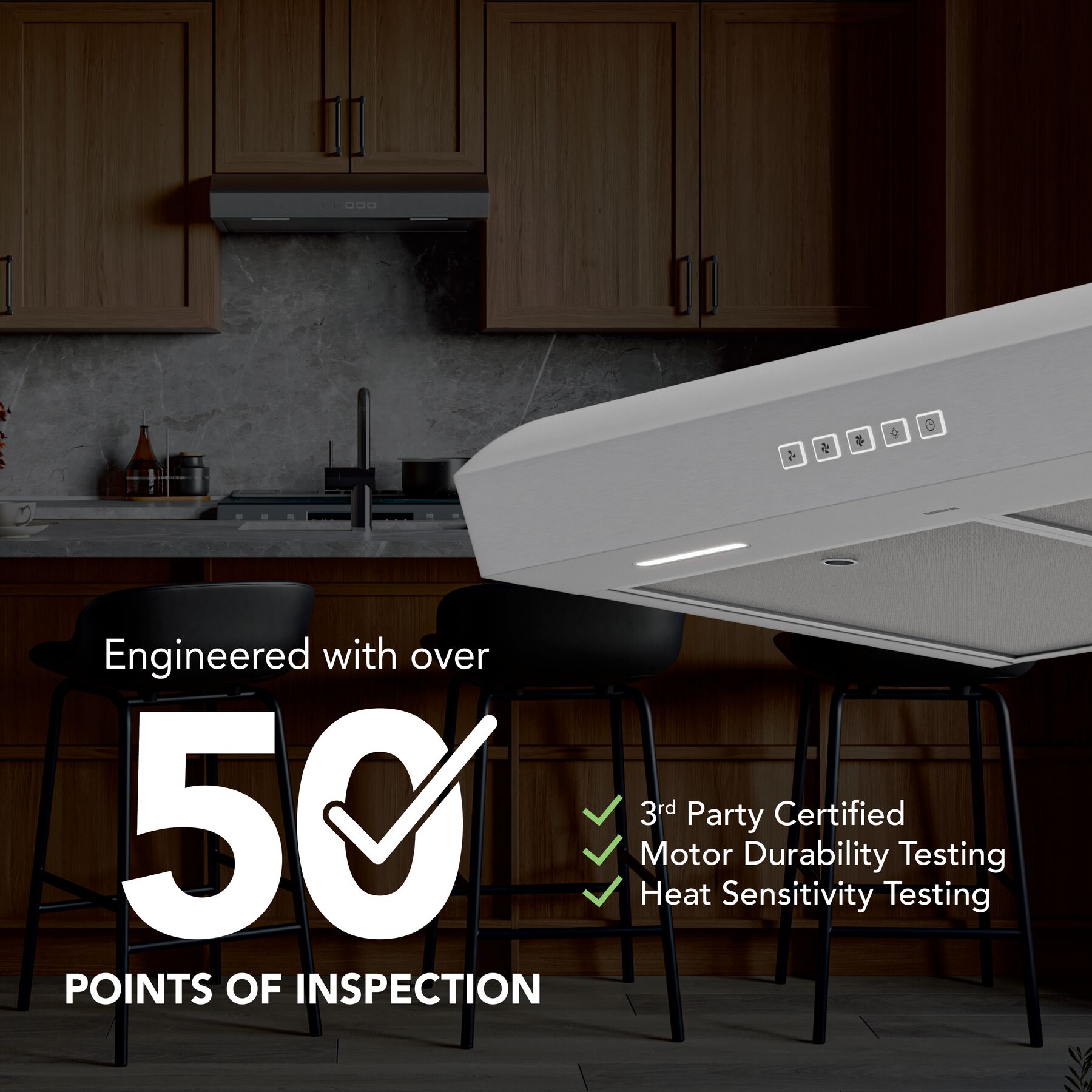 Mantra 36Inch 350 MAX Blower CFM 1.5 Sones Range Hood MTR2363SS