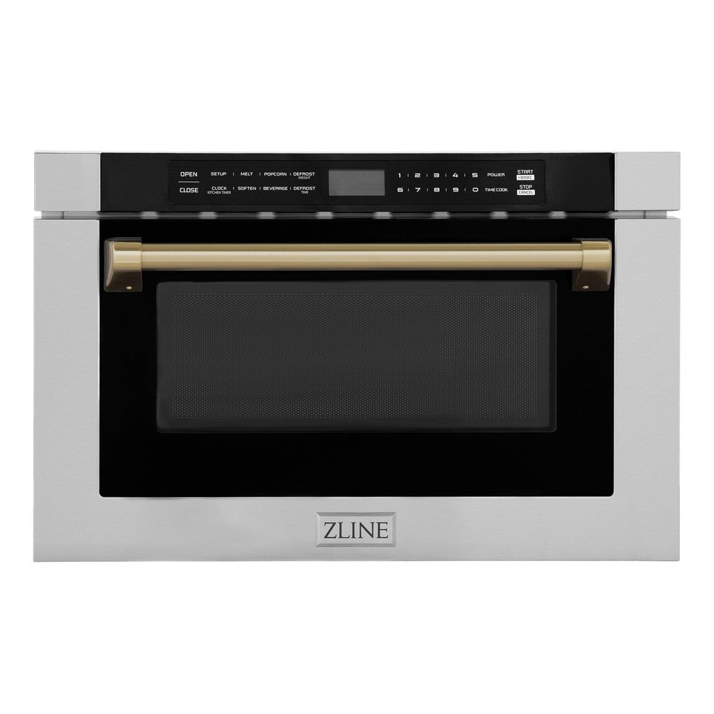 Autograph Edition 24" 1.2 cu. ft. Built-in Microwave Drawer with a Traditional Handle and Champagne Bronze Accents MWDZ1HCB