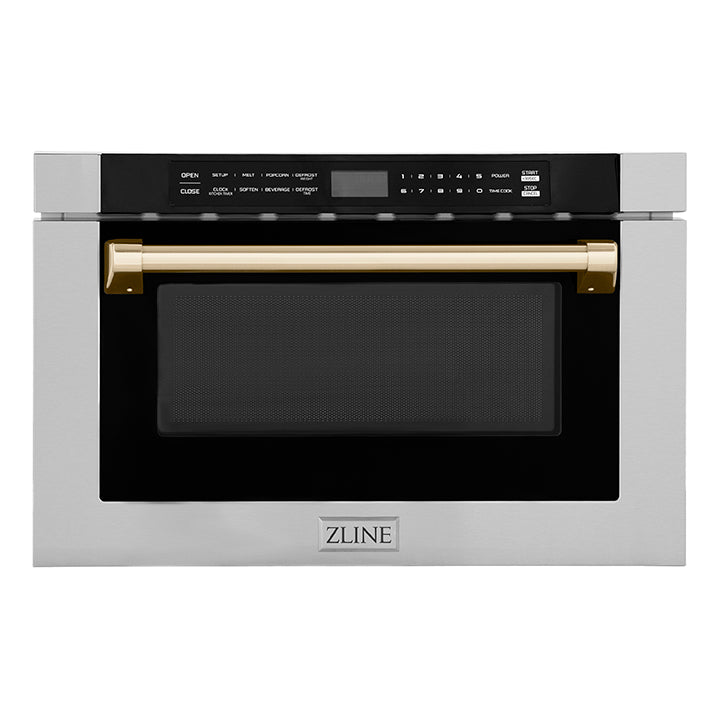 Autograph Edition 24" 1.2 cu. ft. Built-in Microwave Drawer with a Traditional Handle and Gold Accents MWDZ1HG