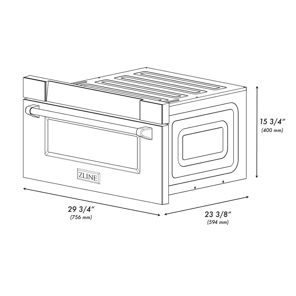 Autograph Edition 30 In. 1.2 Cu. Ft. Built-in Microwave Drawer In Black Stainless Steel And Champagne Bronze Accents MWDZ30BSCB