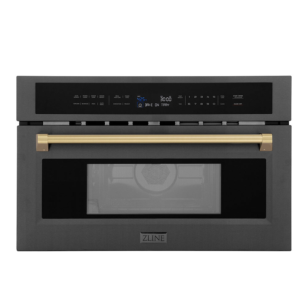 Autograph Edition 30” 1.6 cu ft. Built-in Convection Microwave Oven and Champagne Bronze Accents MWOZ30BSCB
