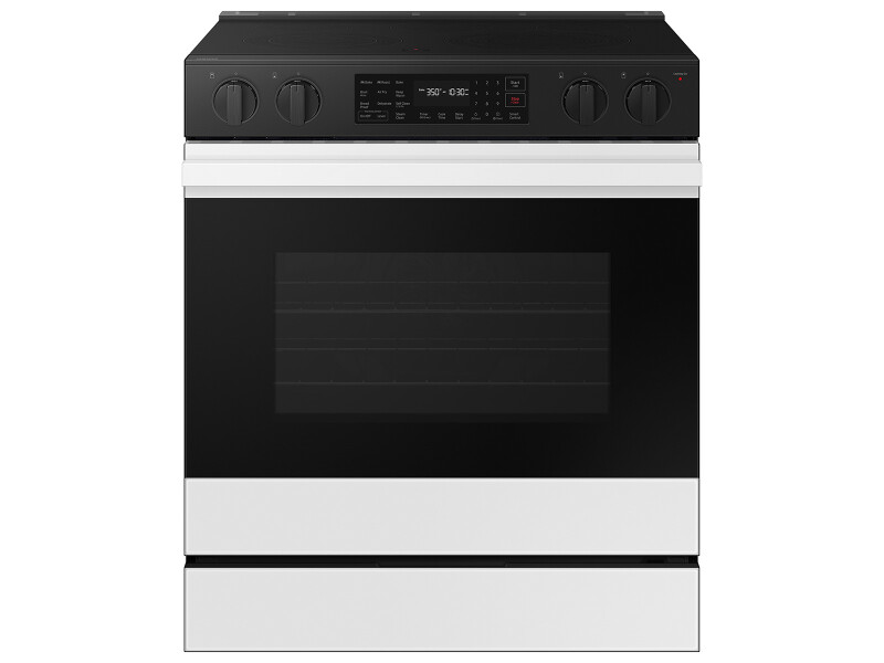 Bespoke 6.3 cu. ft. Smart Slide-In Electric Range with Air Fry & Precision Knobs in White Glass NSE6DB830012AA
