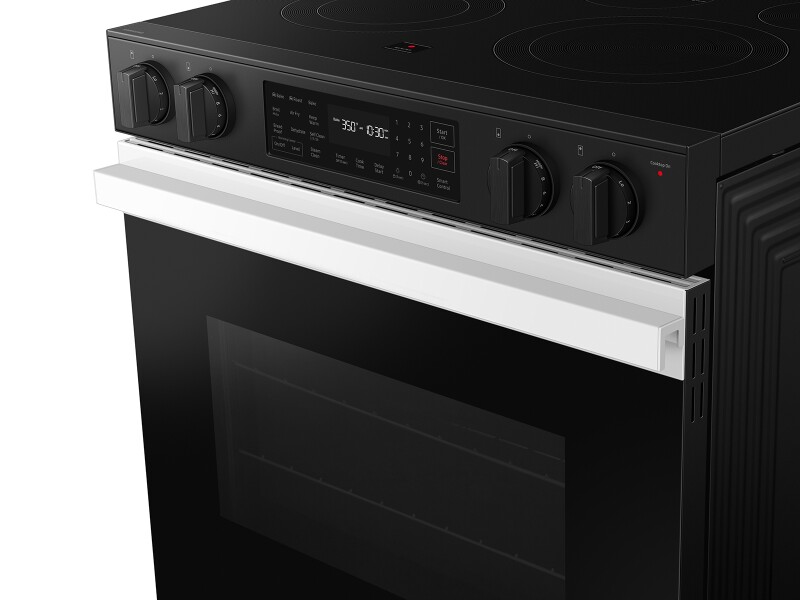 Bespoke 6.3 cu. ft. Smart Slide-In Electric Range with Air Fry & Precision Knobs in White Glass NSE6DB830012AA