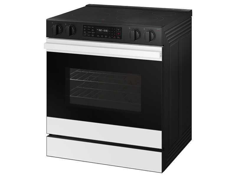 Bespoke 6.3 cu. ft. Smart Slide-In Electric Range with Air Fry & Precision Knobs in White Glass NSE6DB830012AA
