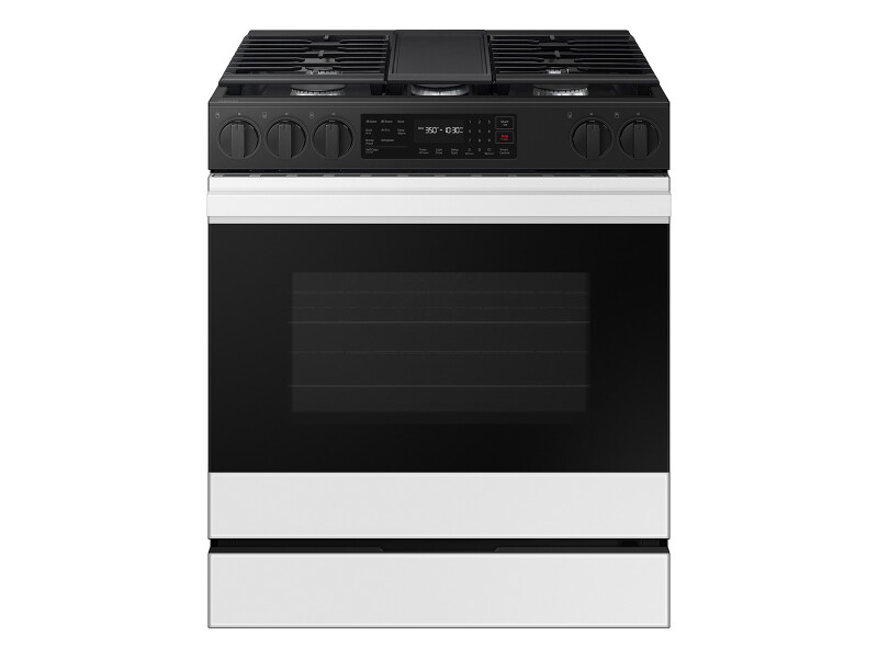 Bespoke 6.0 cu. ft. Smart Slide-In Gas Range with Air Fry & Precision Knobs in White Glass NSG6DB830012AA
