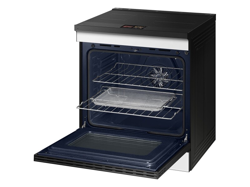 Bespoke 6.3 cu. ft. Smart Slide-In Induction Range with AI Home & Smart Oven Camera in White Glass NSI6DB990012AA