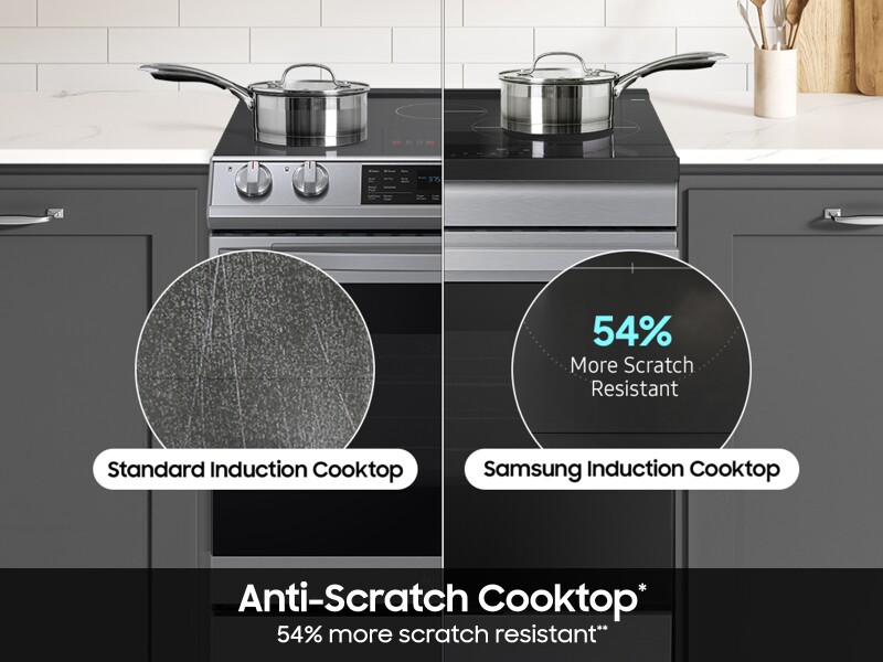 Bespoke 6.3 cu. ft. Smart Slide-In Induction Range with Anti-Scratch Glass Cooktop & Air Fry in Stainless Steel NSI6DG9300SRAA