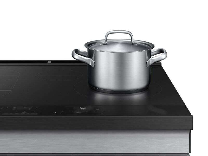 Bespoke 6.3 cu. ft. Smart Slide-In Induction Range with Anti-Scratch Glass Cooktop & Air Fry in Stainless Steel NSI6DG9300SRAA