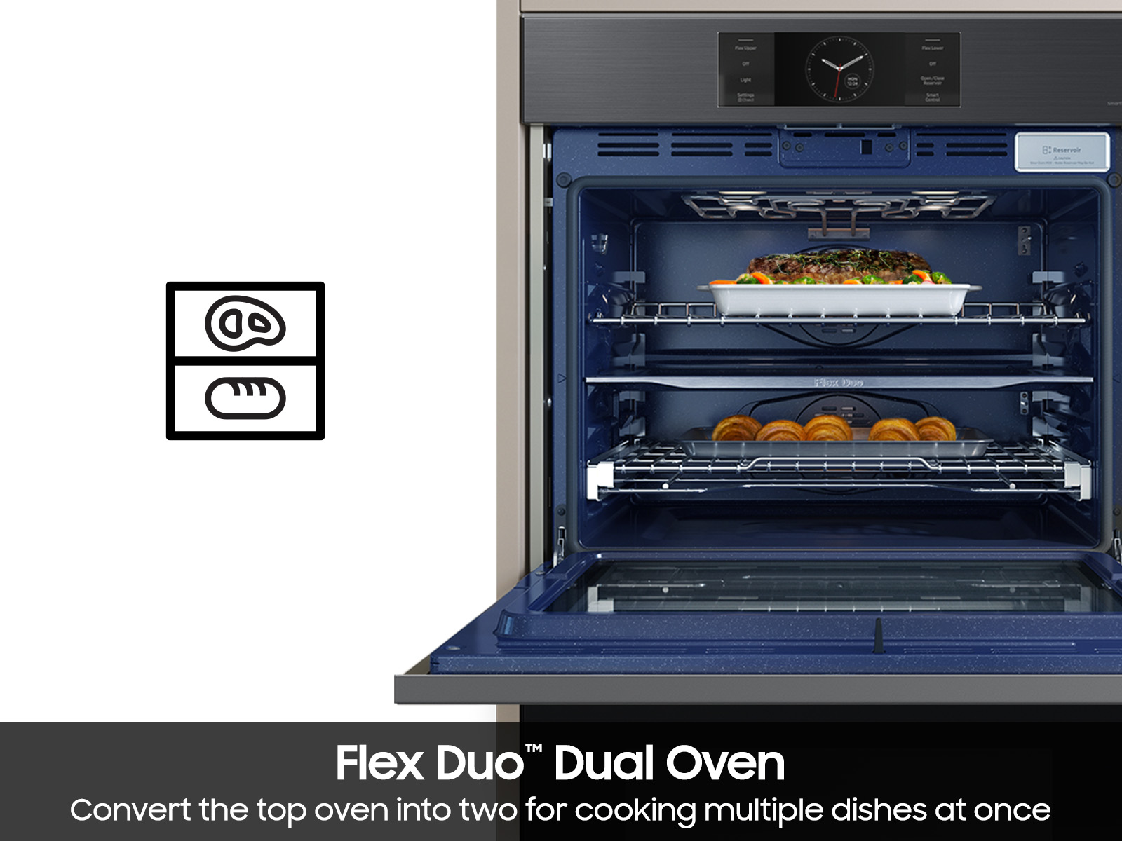Bespoke 30" Matte Black Steel Double Wall Oven with AI Pro Cooking™ Camera NV51CG700DMTAA
