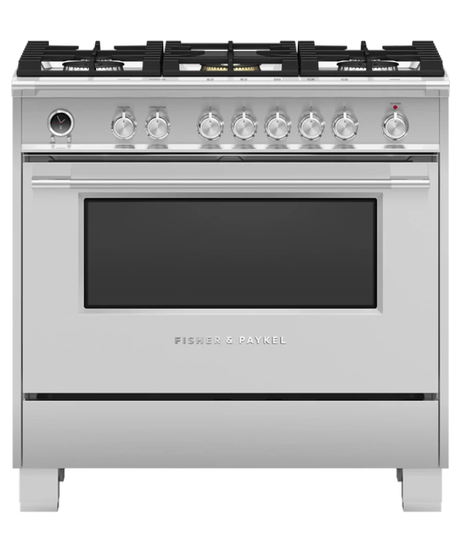 Fisher Paykel Dual Fuel Range, 36", 5 Burners, Self-cleaning Stainless Steel OR36SCG6X1 Picture 1