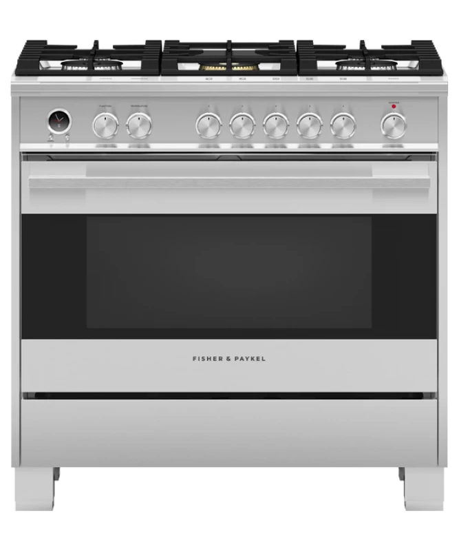 Fisher Paykel Dual Fuel Range, 36", 5 Burners, Self-cleaning Stainless Steel OR36SDG6X1 Picture 1