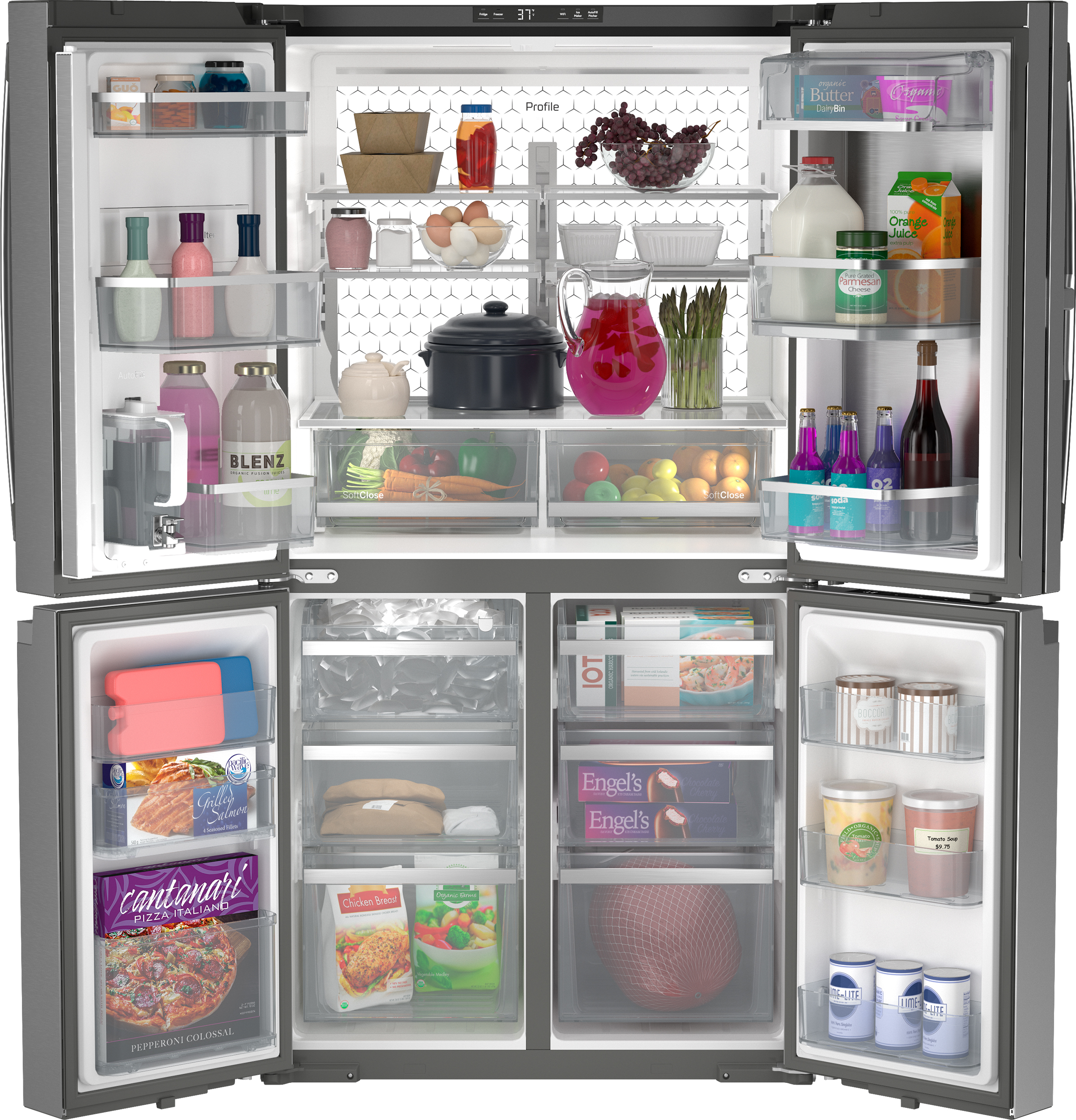 28.4 Cu. Ft. Quad-Door Refrigerator with Dual-Dispense AutoFill Pitcher and Door in Door PAD28BYTFS