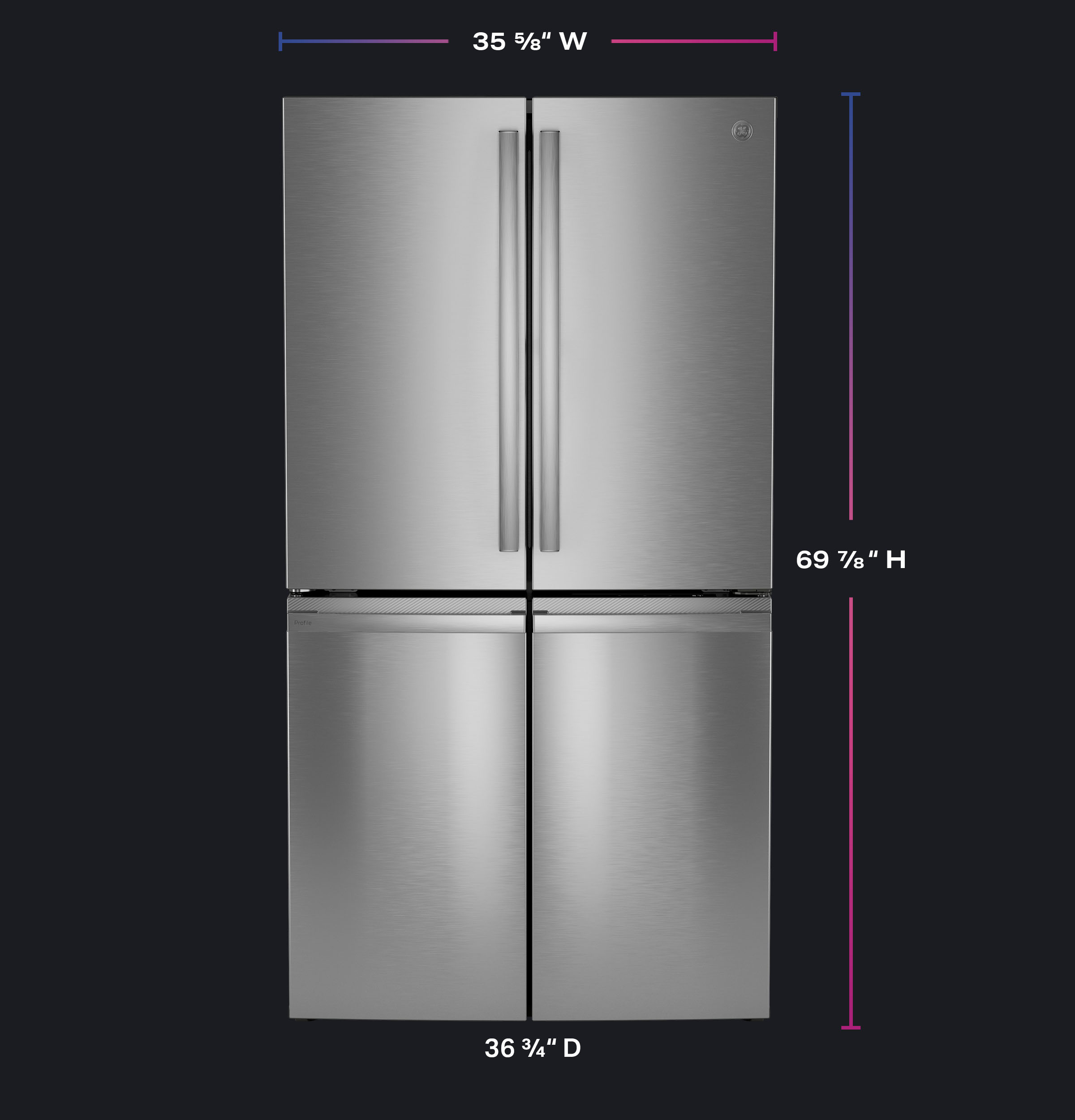 28.4 Cu. Ft. Quad-Door Refrigerator with Dual-Dispense AutoFill Pitcher and Door in Door PAD28BYTFS