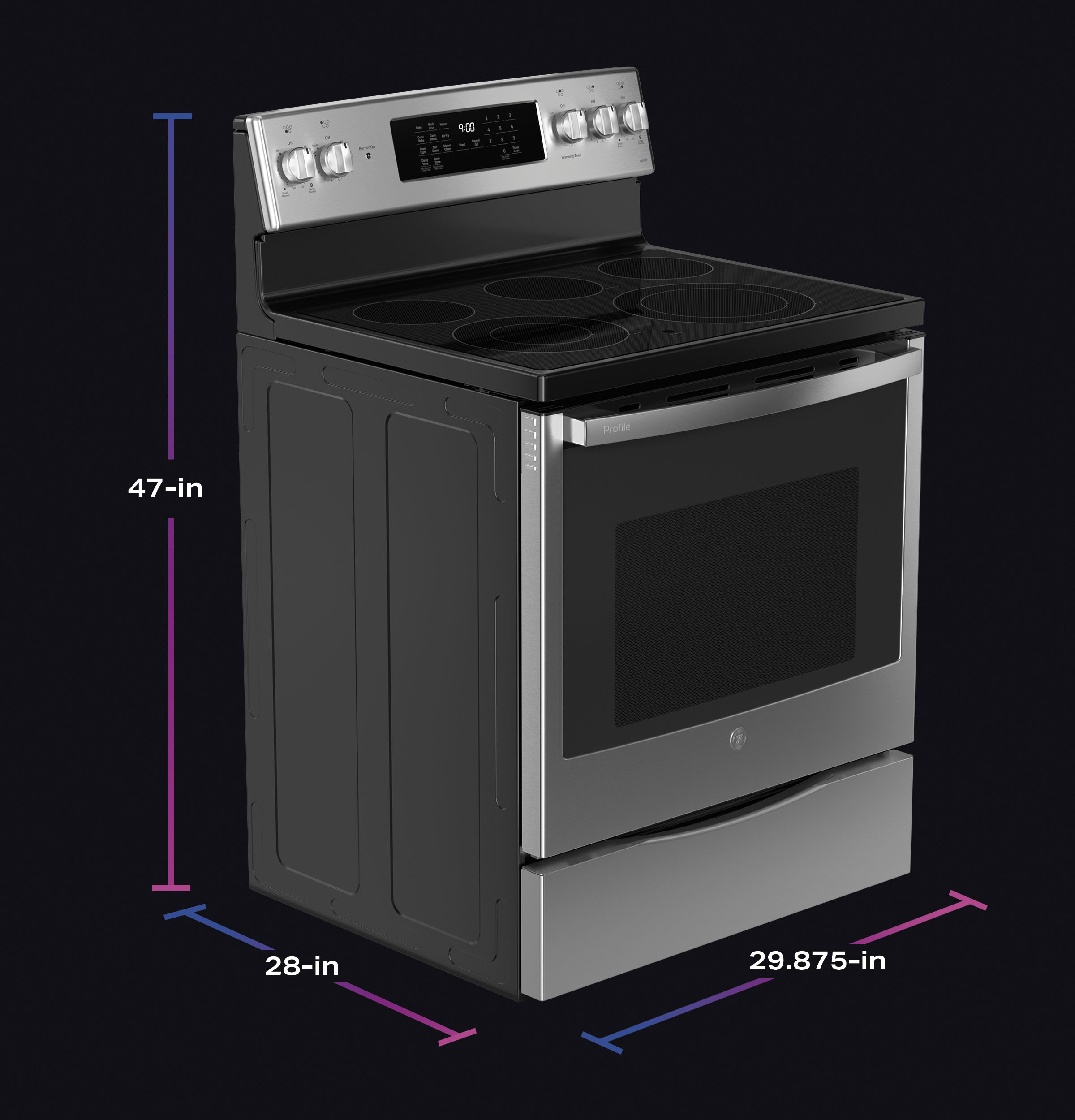 30" Smart Free-Standing Electric Convection Fingerprint Resistant Range with No Preheat Air Fry PB900YVFS