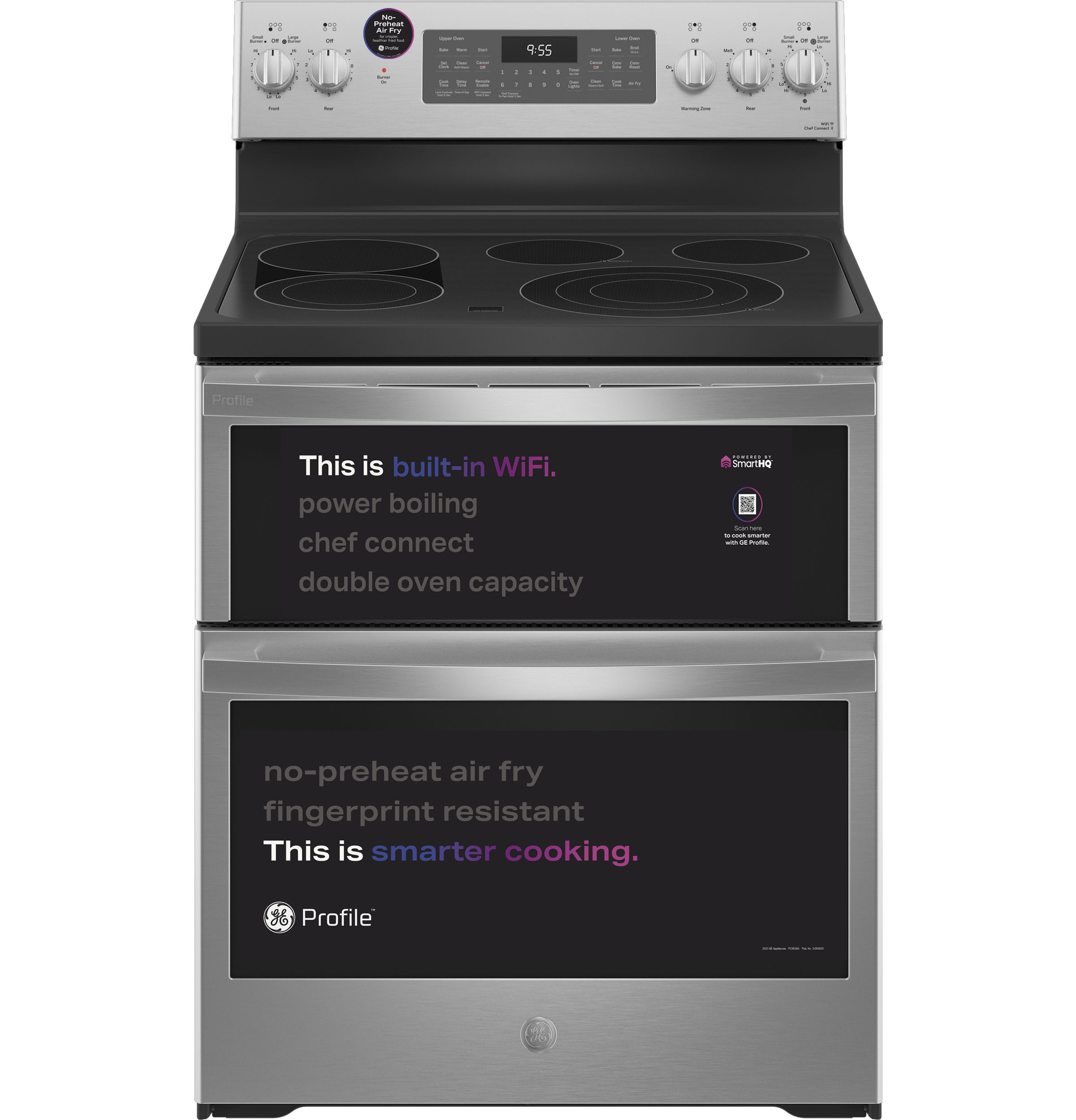 30" Smart Free-Standing Electric Double Oven Convection Range with No Preheat Air Fry PB965YPFS