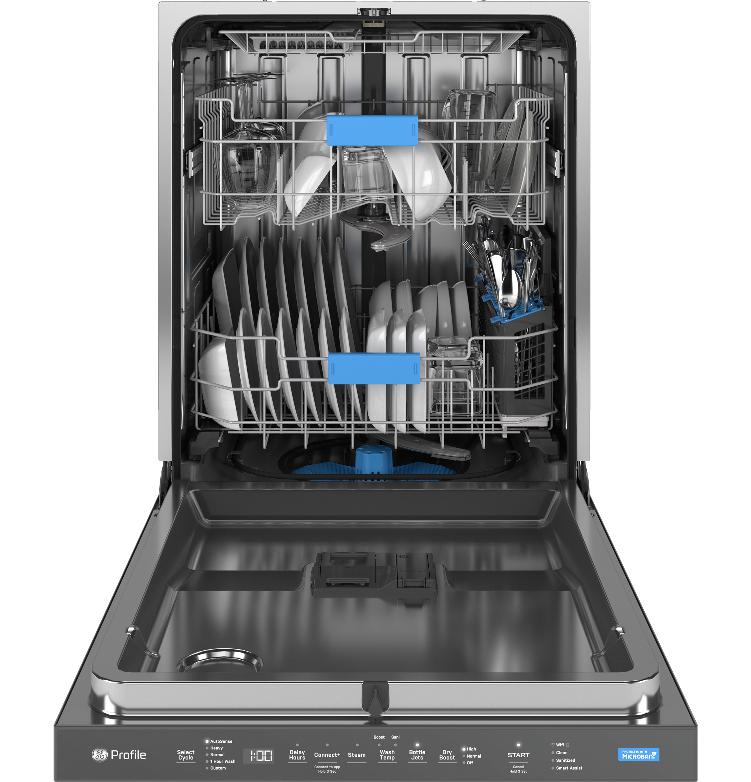 Fingerprint Resistant Top Control Stainless Interior Dishwasher with Microban Antimicrobial Technology PDP715SYVFS