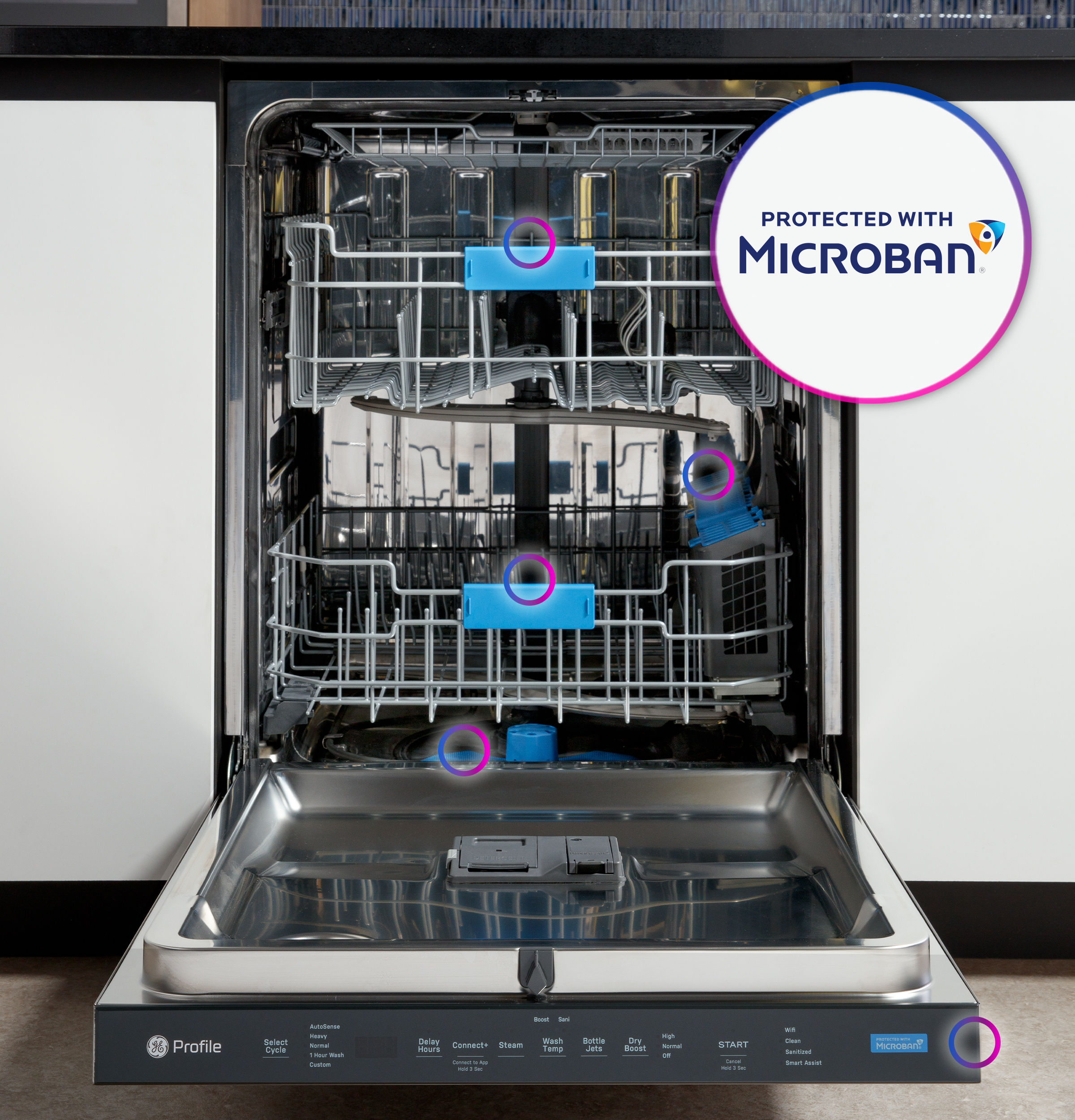 Fingerprint Resistant Top Control Stainless Interior Dishwasher with Microban Antimicrobial Technology PDP715SYVFS