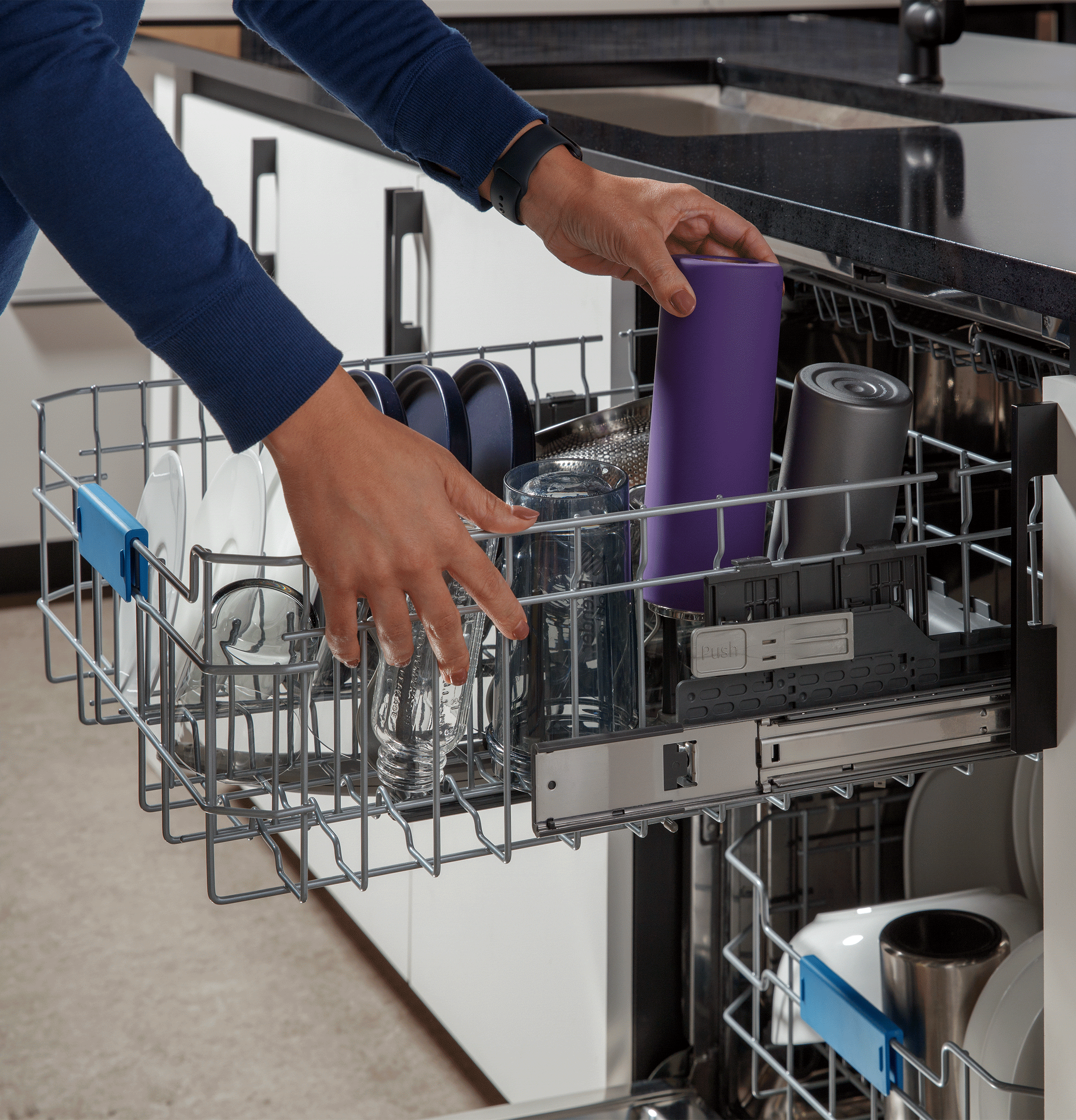 Fingerprint Resistant Top Control Stainless Interior Dishwasher with Microban Antimicrobial Technology PDP715SYVFS