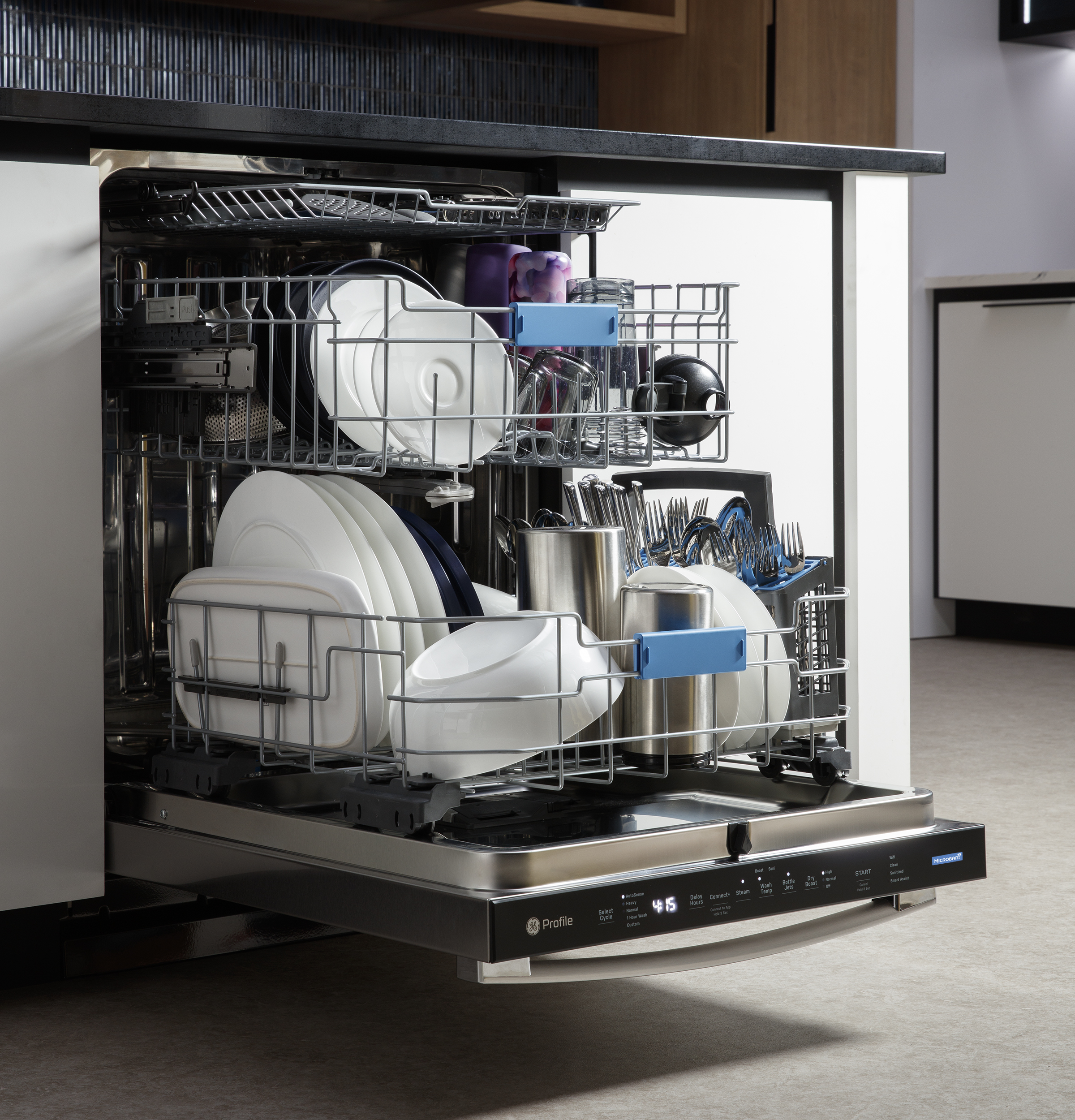 Fingerprint Resistant Top Control Stainless Interior Dishwasher with Microban Antimicrobial Technology PDT715SYVFS