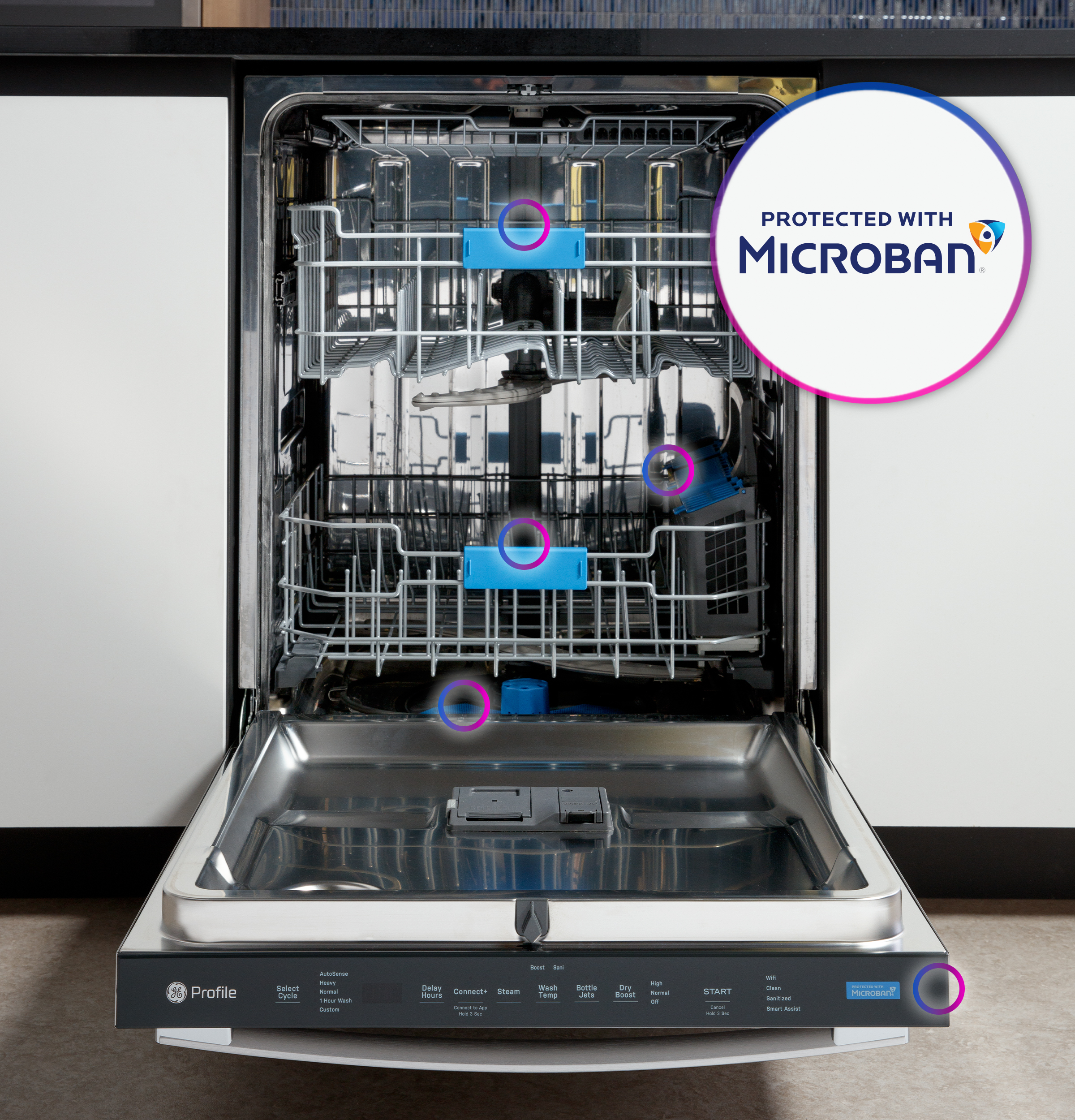 Fingerprint Resistant Top Control Stainless Interior Dishwasher with Microban Antimicrobial Technology PDT715SYVFS