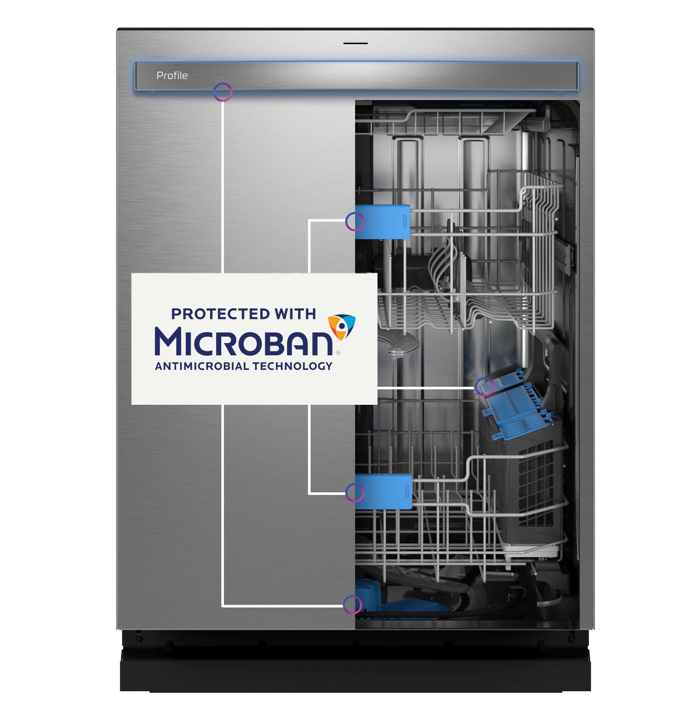 Fingerprint Resistant Top Control Stainless Interior Dishwasher with Microban Antimicrobial Technology PDT715SYVFS