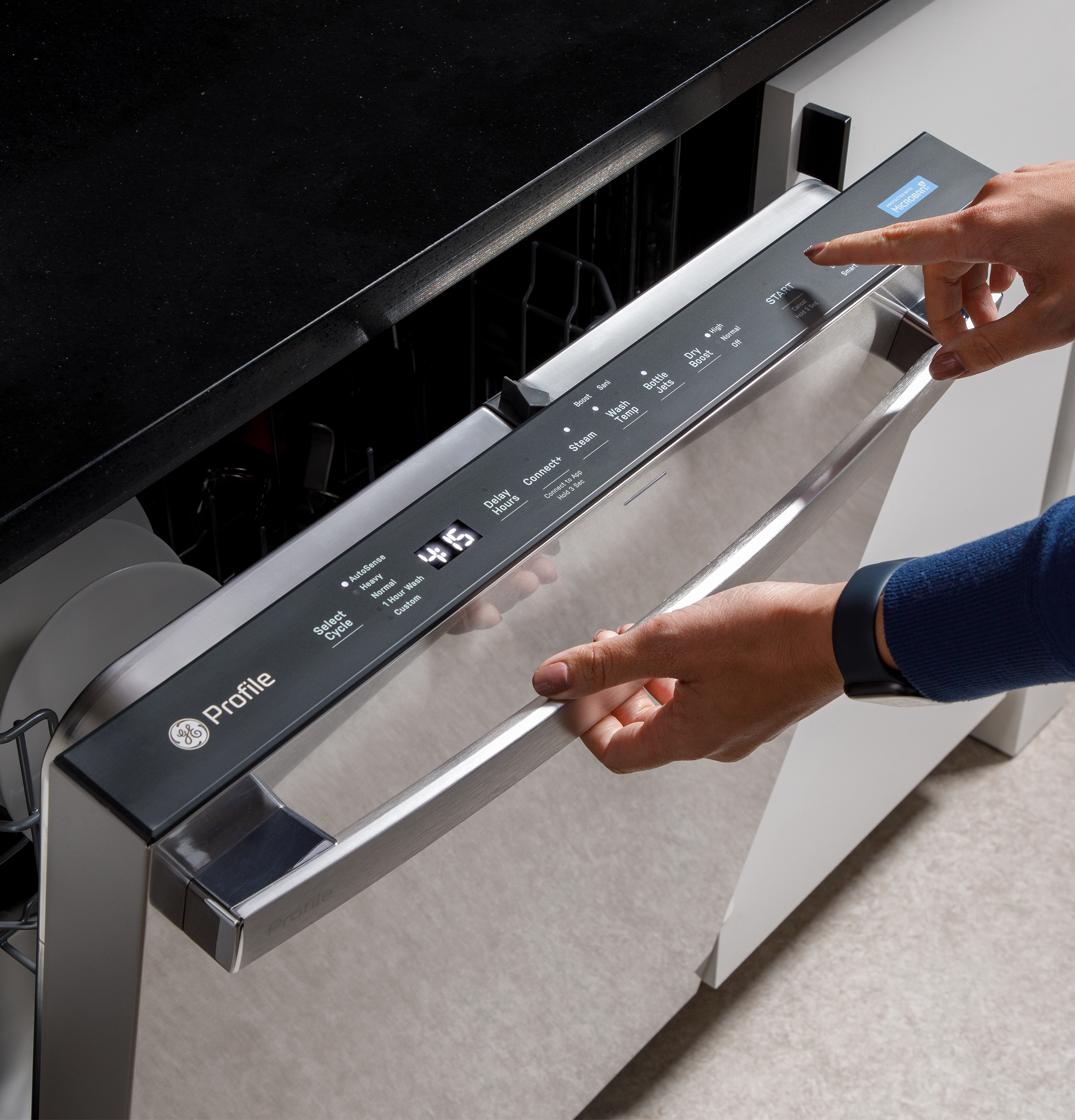 Fingerprint Resistant Top Control Stainless Interior Dishwasher with Microban Antimicrobial Technology PDT715SYVFS