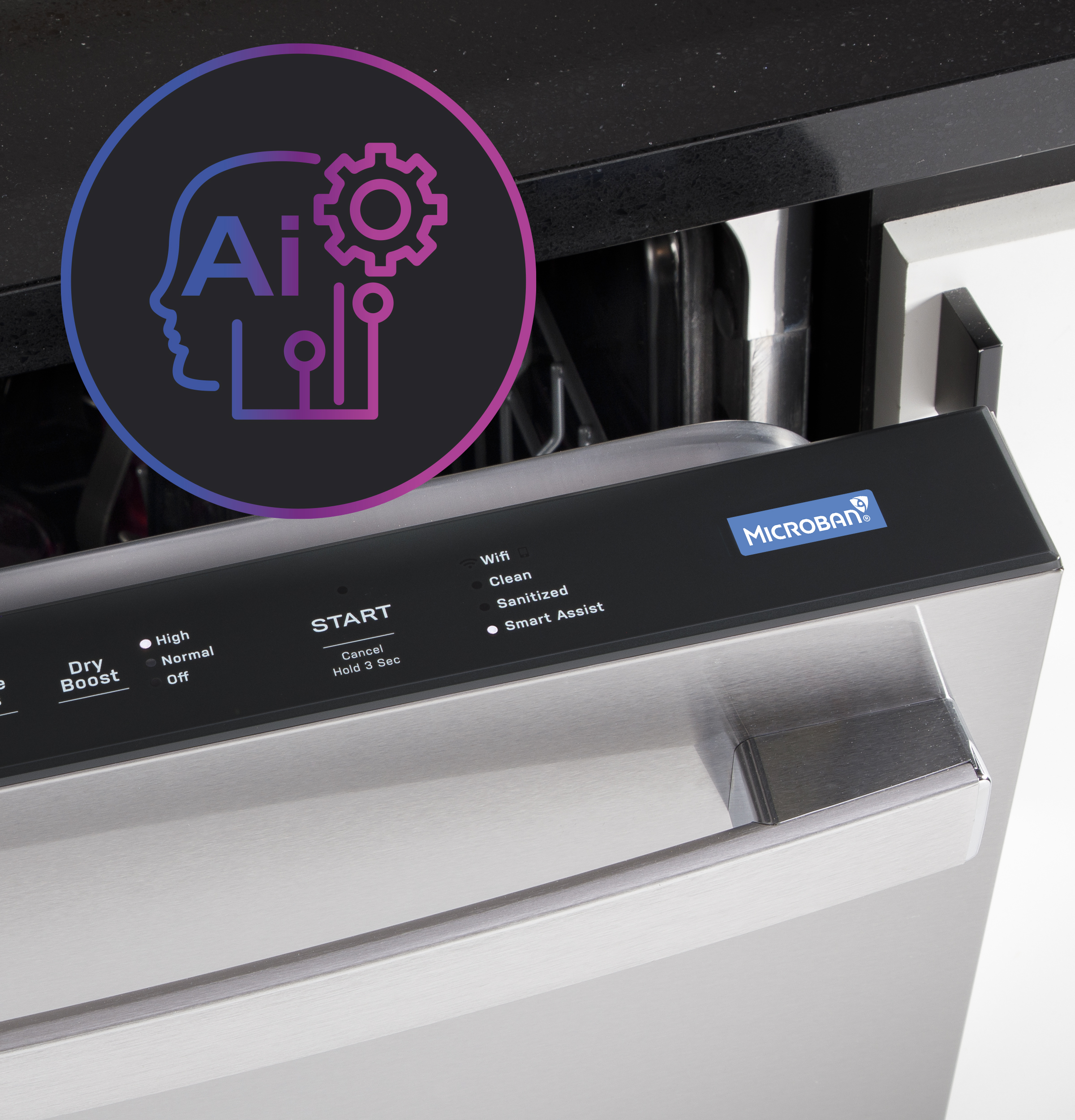 Fingerprint Resistant Top Control Stainless Interior Dishwasher with Microban Antimicrobial Technology PDT715SYVFS