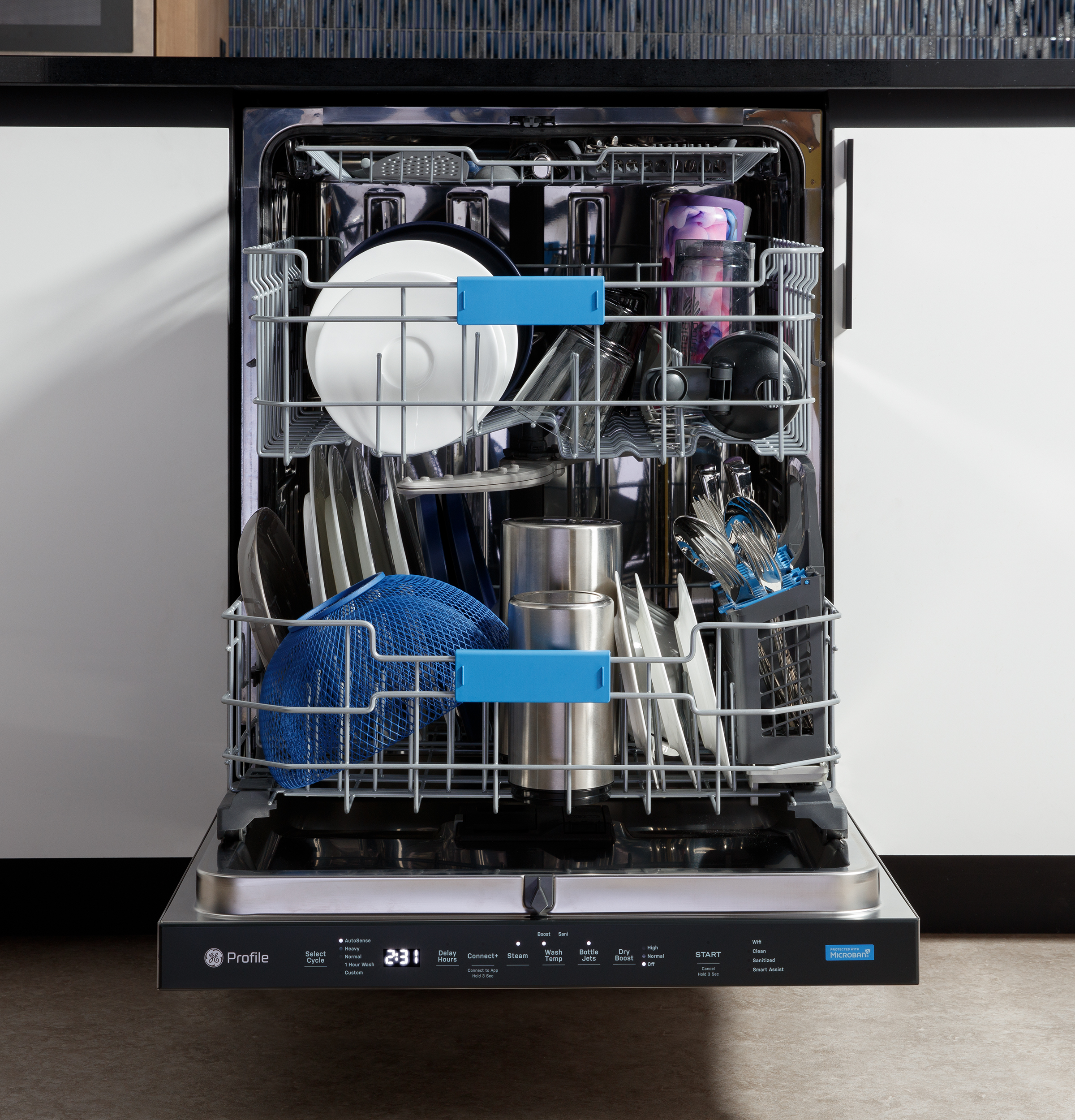 Fingerprint Resistant Top Control Stainless Interior Dishwasher with Microban Antimicrobial Technology PDT715SYVFS