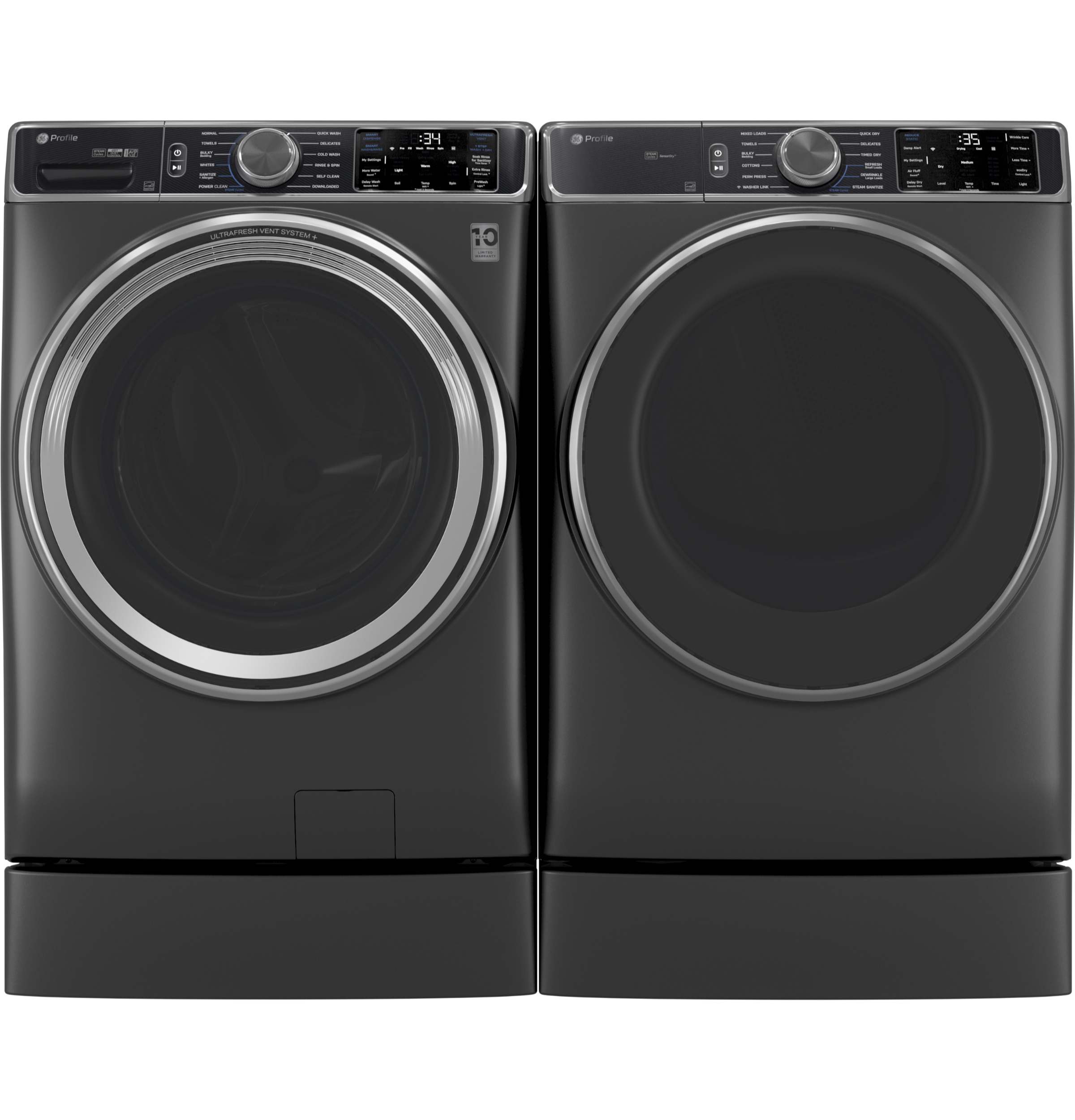 GE Profile™ ENERGY STAR® 7.8 cu. ft. Capacity Smart Front Load Electric Dryer with Steam and Sanitize Cycle PFD95ESPWDS