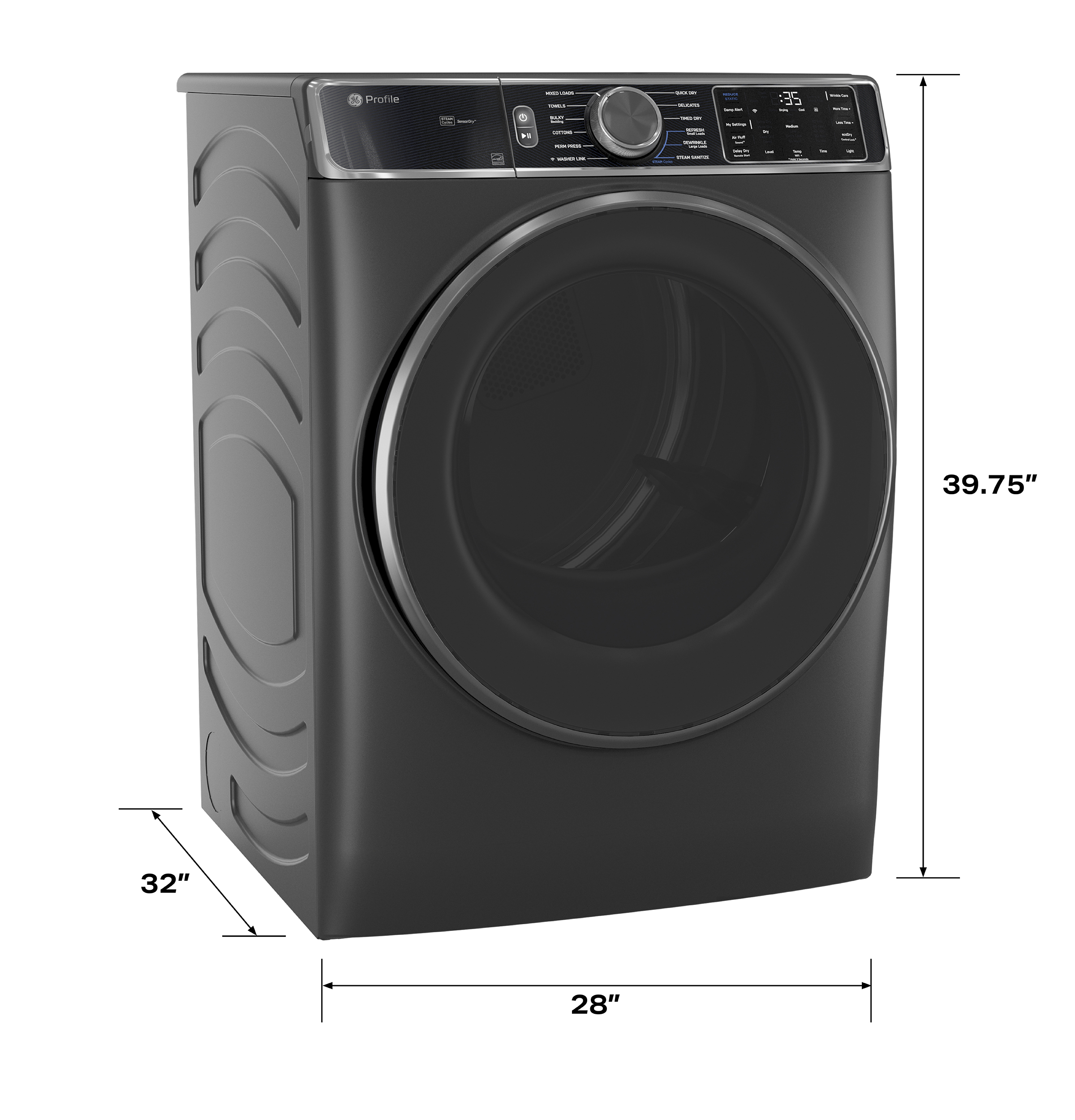GE Profile™ ENERGY STAR® 7.8 cu. ft. Capacity Smart Front Load Electric Dryer with Steam and Sanitize Cycle PFD95ESPWGN