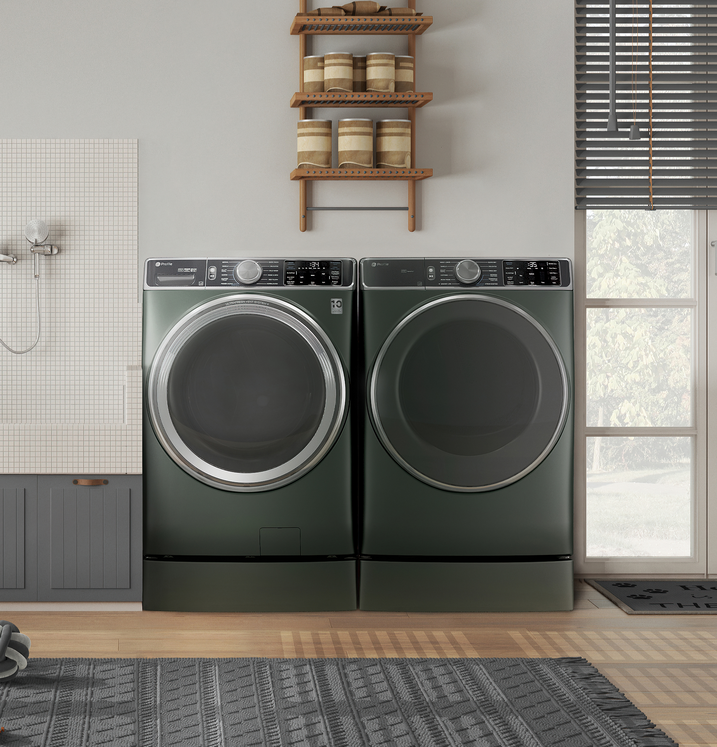 GE Profile™ ENERGY STAR® 7.8 cu. ft. Capacity Smart Front Load Electric Dryer with Steam and Sanitize Cycle PFD95ESPWGN