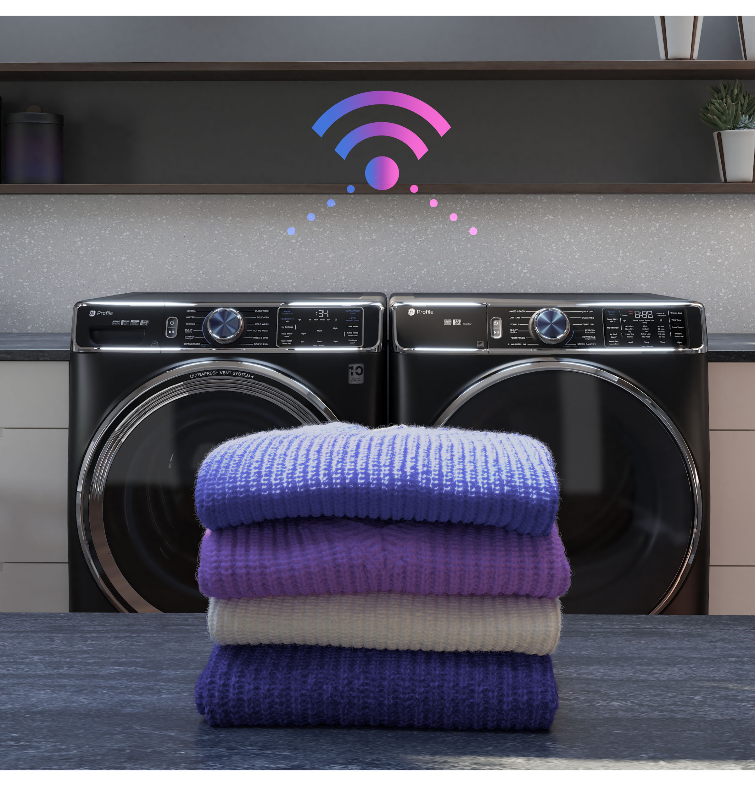GE Profile™ ENERGY STAR® 7.8 cu. ft. Capacity Smart Front Load Gas Dryer with Steam and Sanitize Cycle PFD95GSPWDS