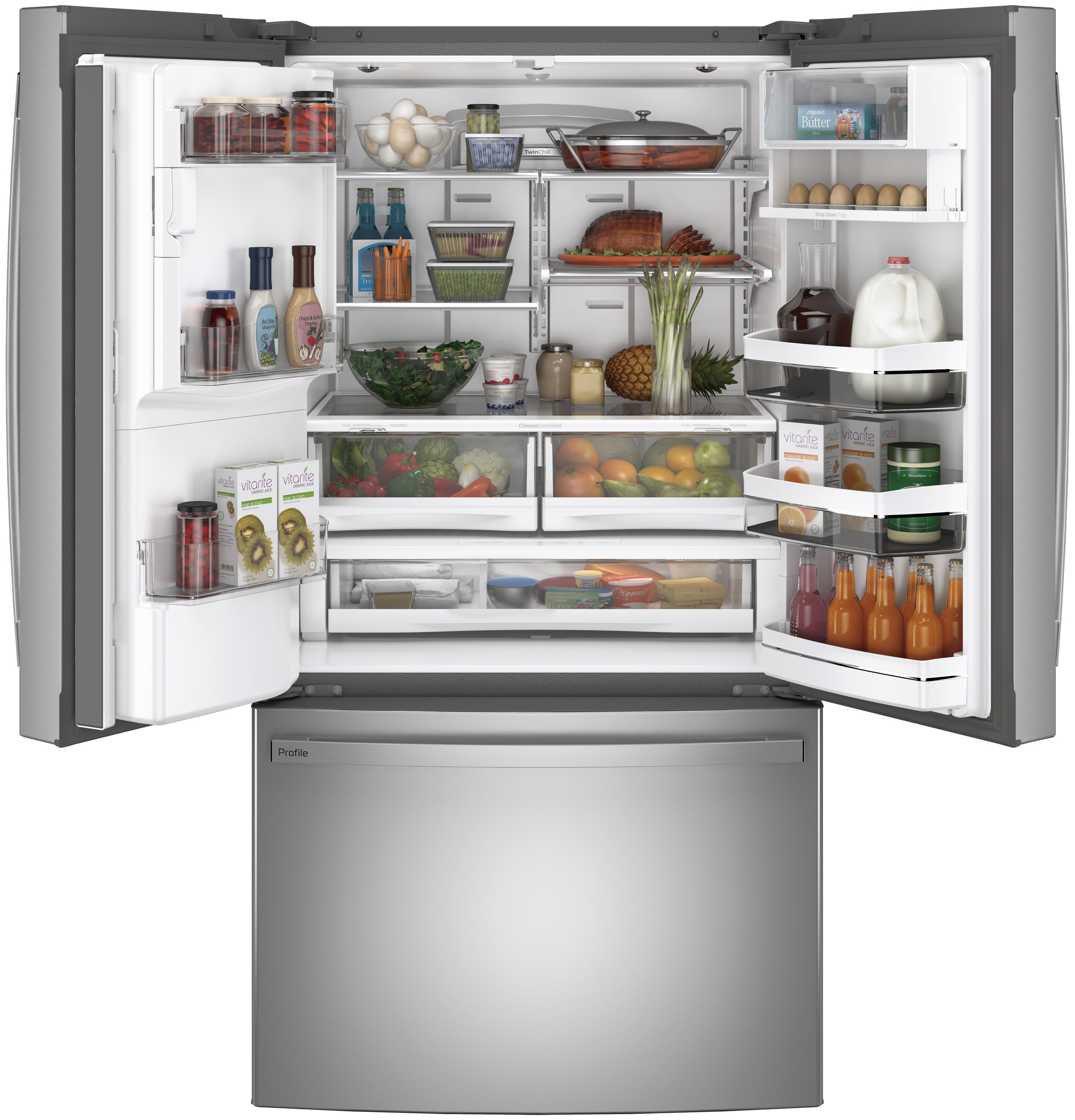 Series 27.7 Cu. Ft. Smart Fingerprint Resistant French-Door Refrigerator with Keurig K-Cup Brewing System PFE28PYNFS