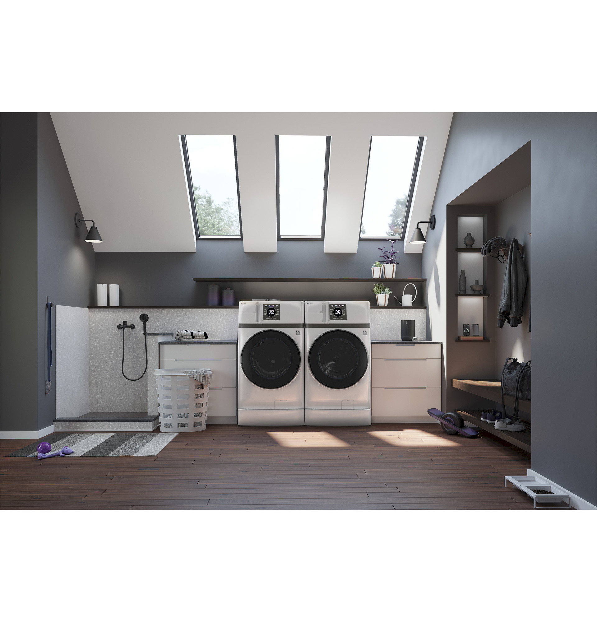 GE Profile™ ENERGY STAR® 4.6 cu. ft. Capacity UltraFast Combo with Ventless Inverter Heat Pump Technology Washer/Dryer PFQ83HSLWWW