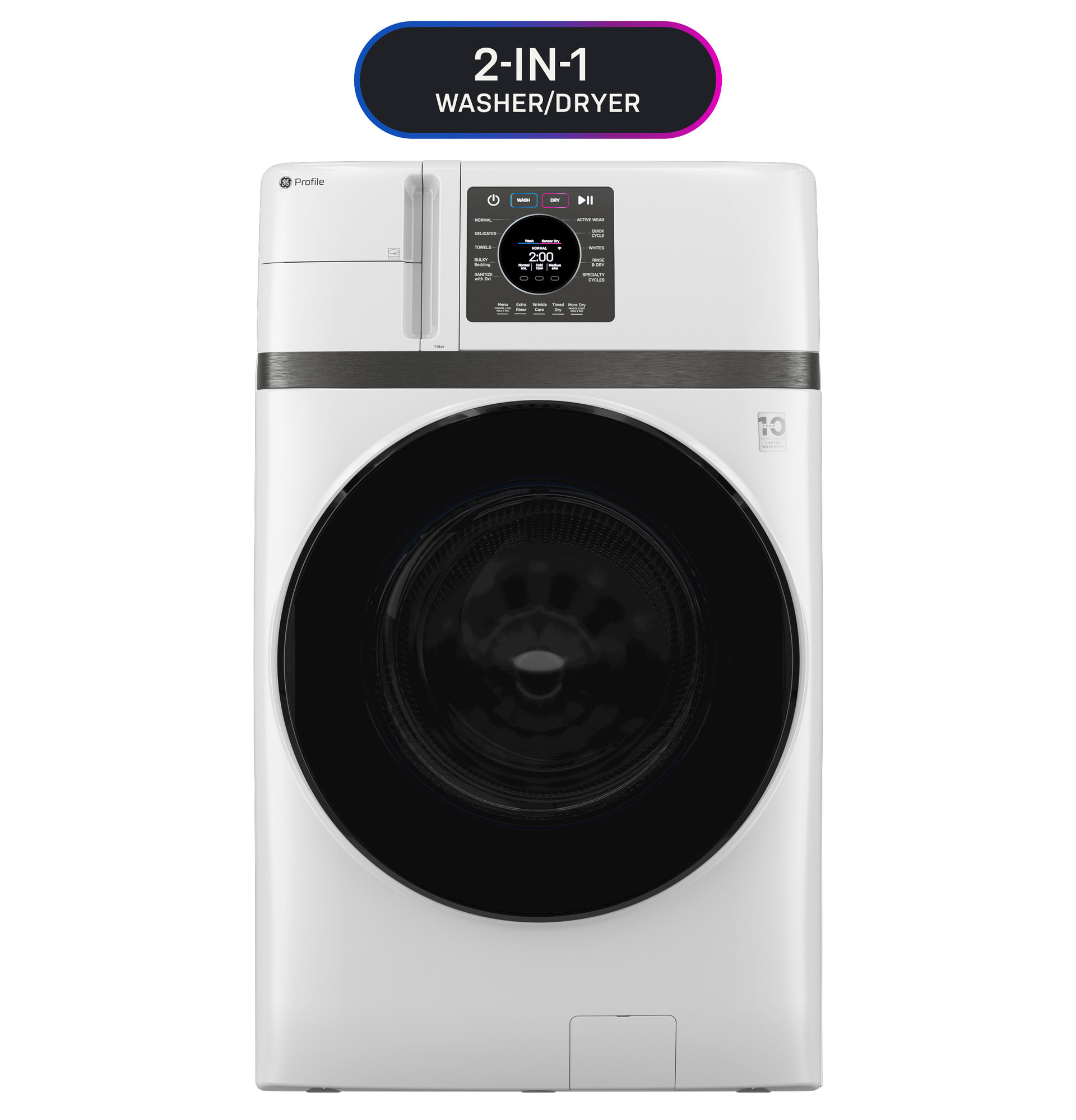 GE Profile™ ENERGY STAR® 4.6 cu. ft. Capacity UltraFast Combo with Ventless Inverter Heat Pump Technology Washer/Dryer PFQ83HSLWWW