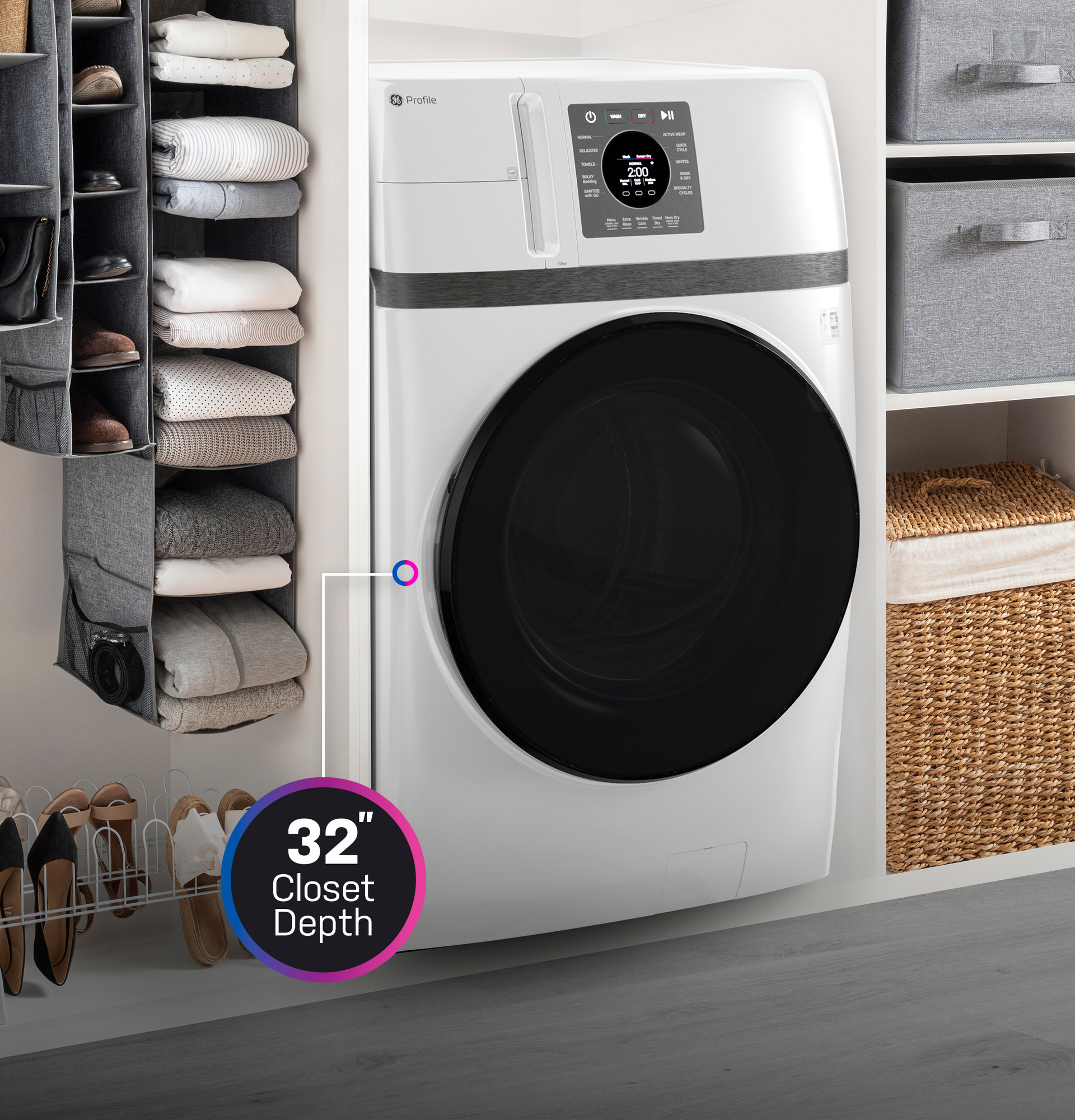 GE Profile™ ENERGY STAR® 4.6 cu. ft. Capacity UltraFast Combo with Ventless Inverter Heat Pump Technology Washer/Dryer PFQ83HSLWWW
