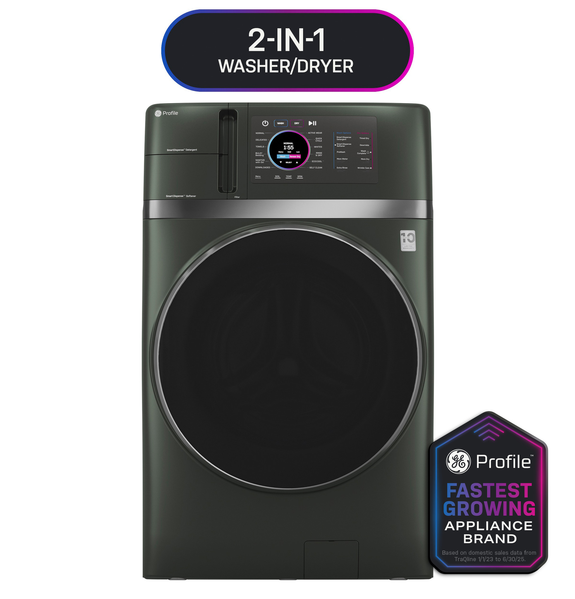 4.8 cu. ft. Capacity UltraFast Combo with Ventless Inverter Heat Pump Technology Washer/Dryer PFQ97HSPVGN