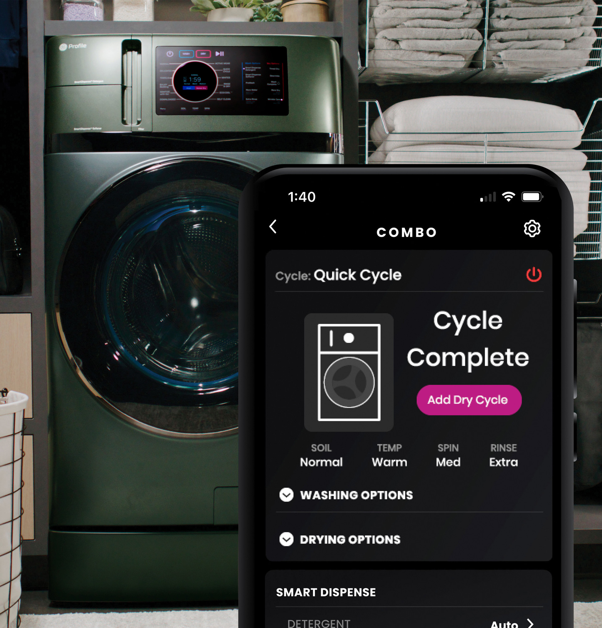4.8 cu. ft. Capacity UltraFast Combo with Ventless Inverter Heat Pump Technology Washer/Dryer PFQ97HSPVGN