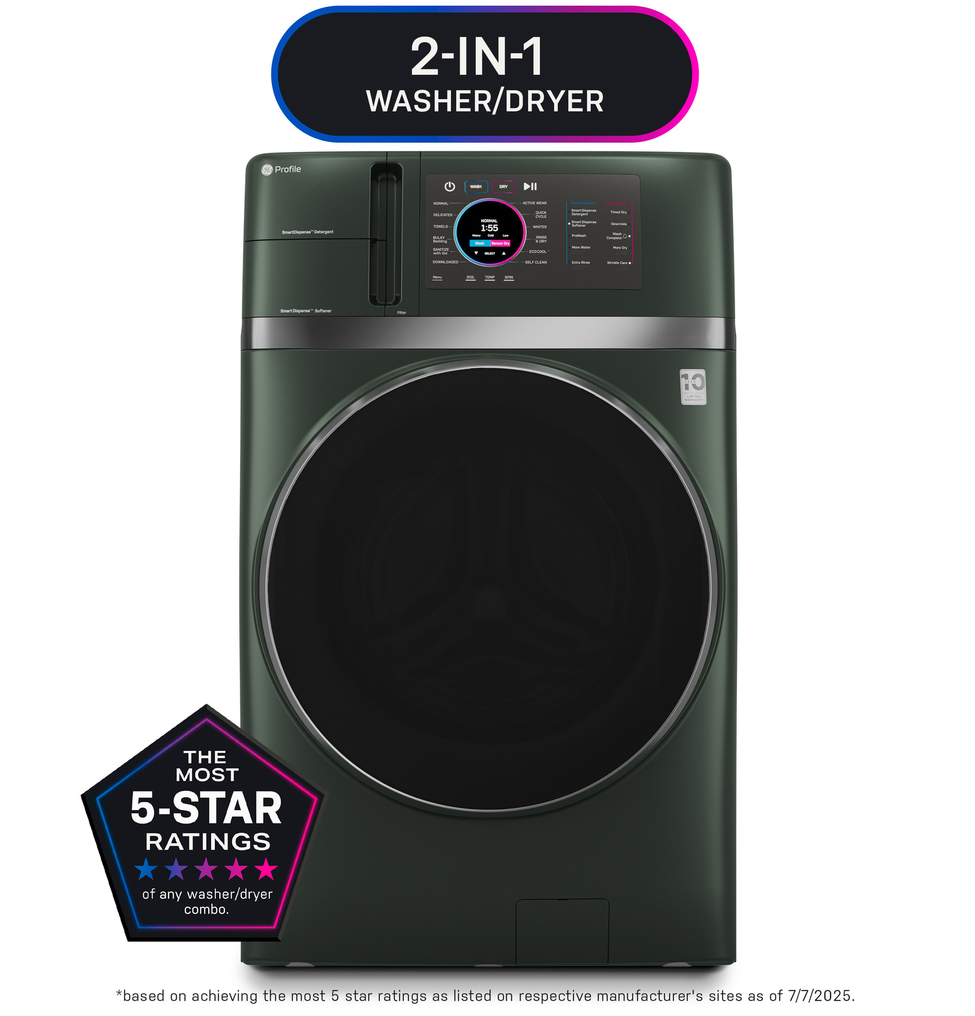 4.8 cu. ft. Capacity UltraFast Combo with Ventless Inverter Heat Pump Technology Washer/Dryer PFQ97HSPVGN