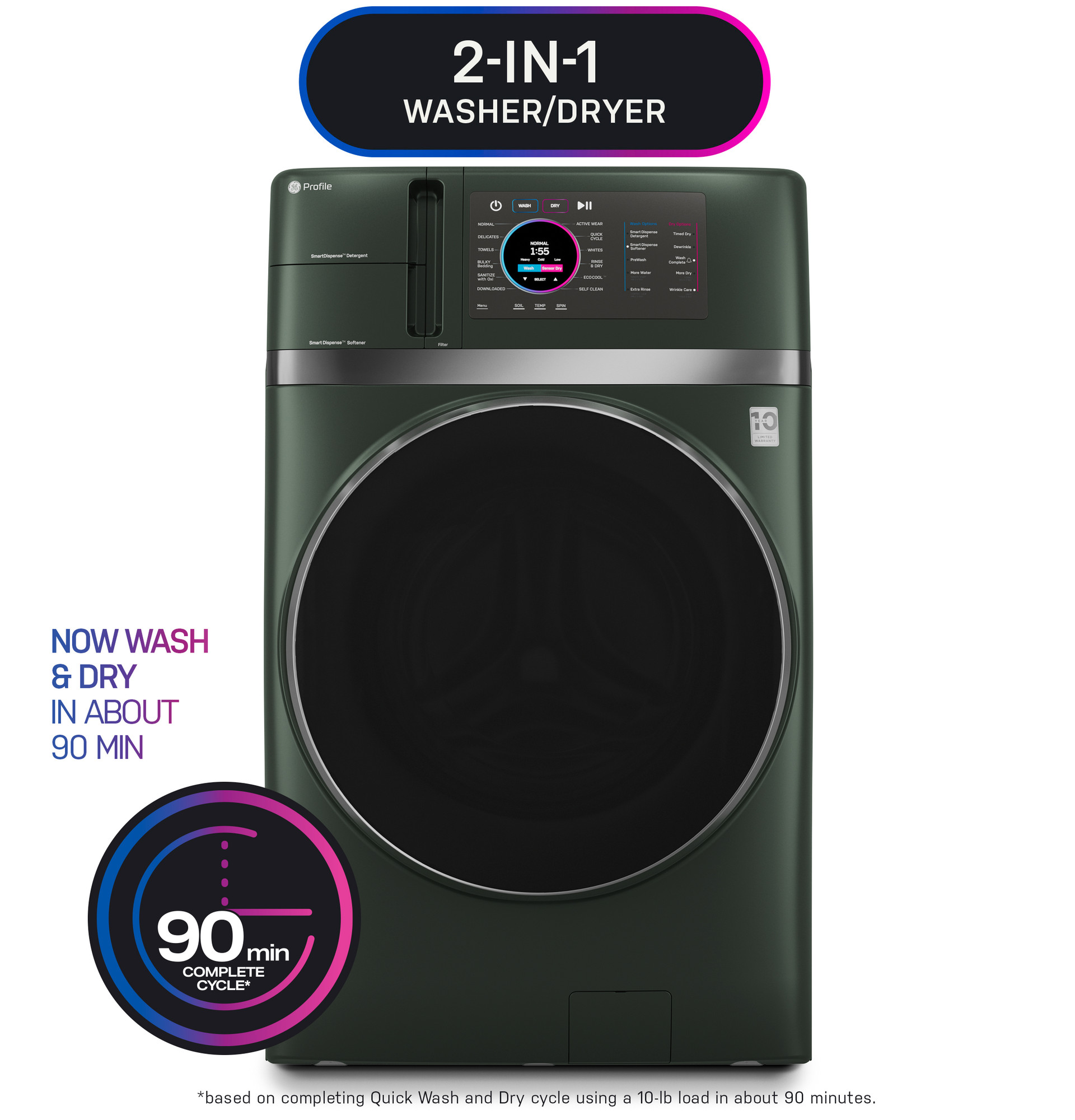 4.8 cu. ft. Capacity UltraFast Combo with Ventless Inverter Heat Pump Technology Washer/Dryer PFQ97HSPVGN