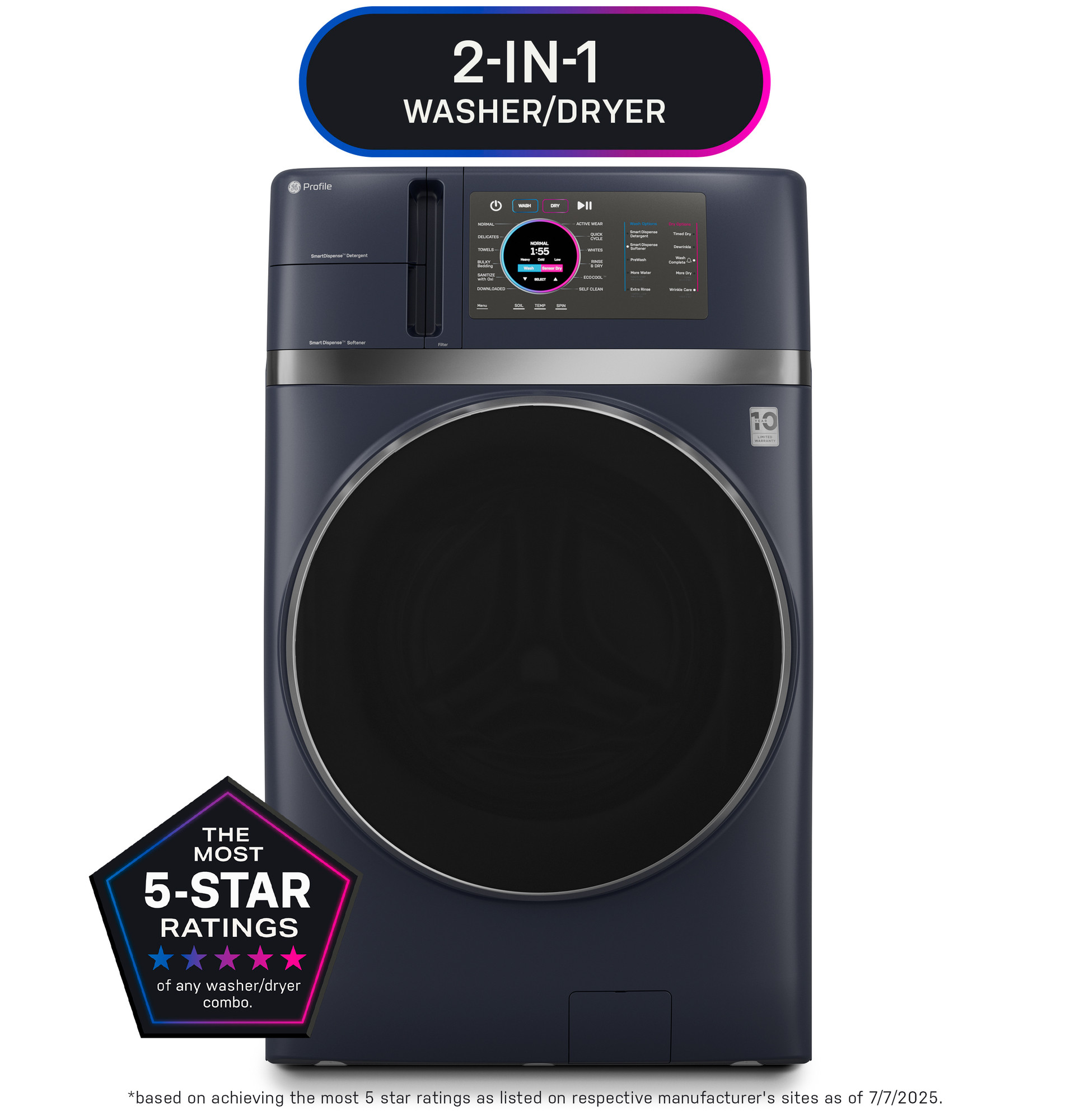 4.8 cu. ft. Capacity UltraFast Combo with Ventless Inverter Heat Pump Technology Washer/Dryer PFQ97HSPVRS