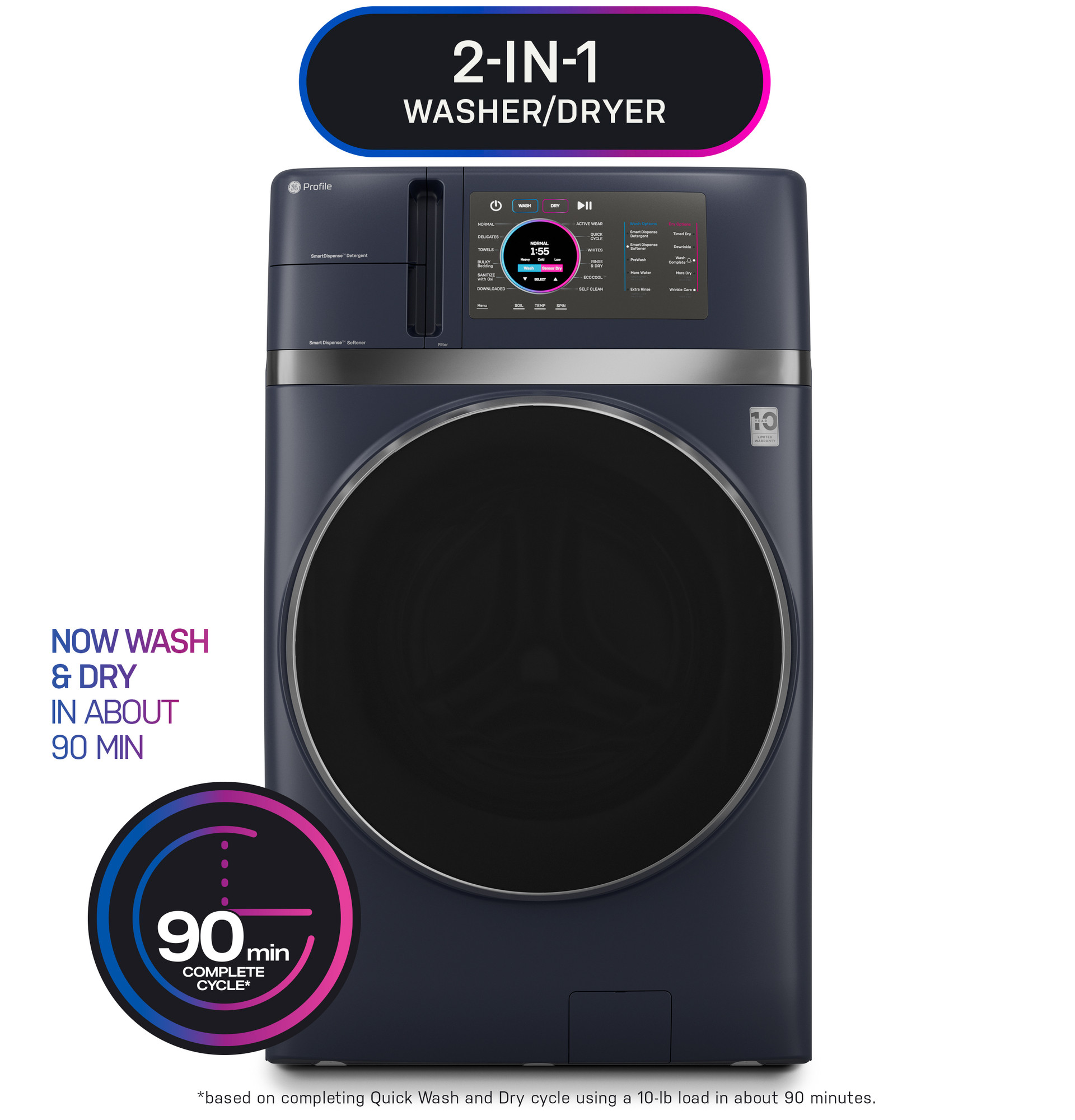 4.8 cu. ft. Capacity UltraFast Combo with Ventless Inverter Heat Pump Technology Washer/Dryer PFQ97HSPVRS