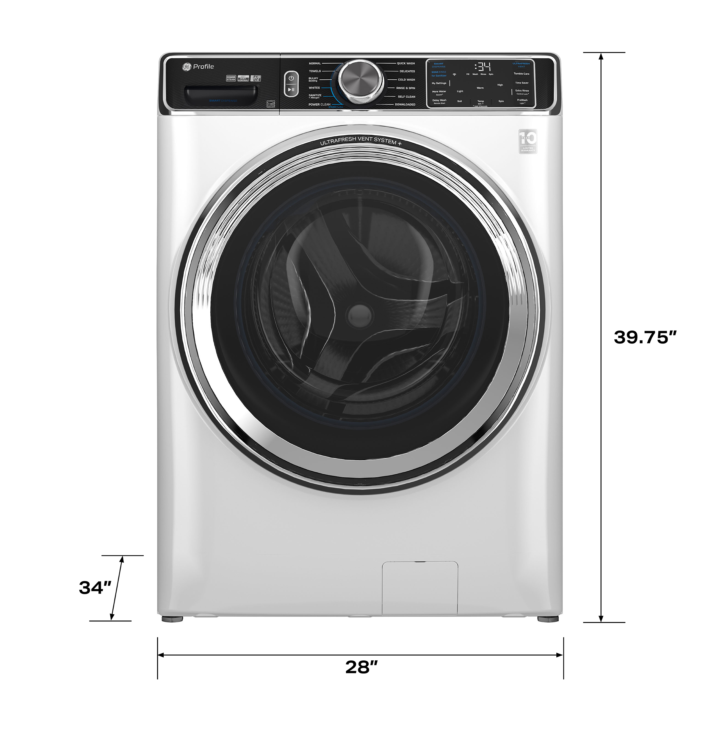 5.3 cu. ft. Capacity Smart Front Load Washer with UltraFresh Vent System+ with OdorBlock PFW870SSVWW