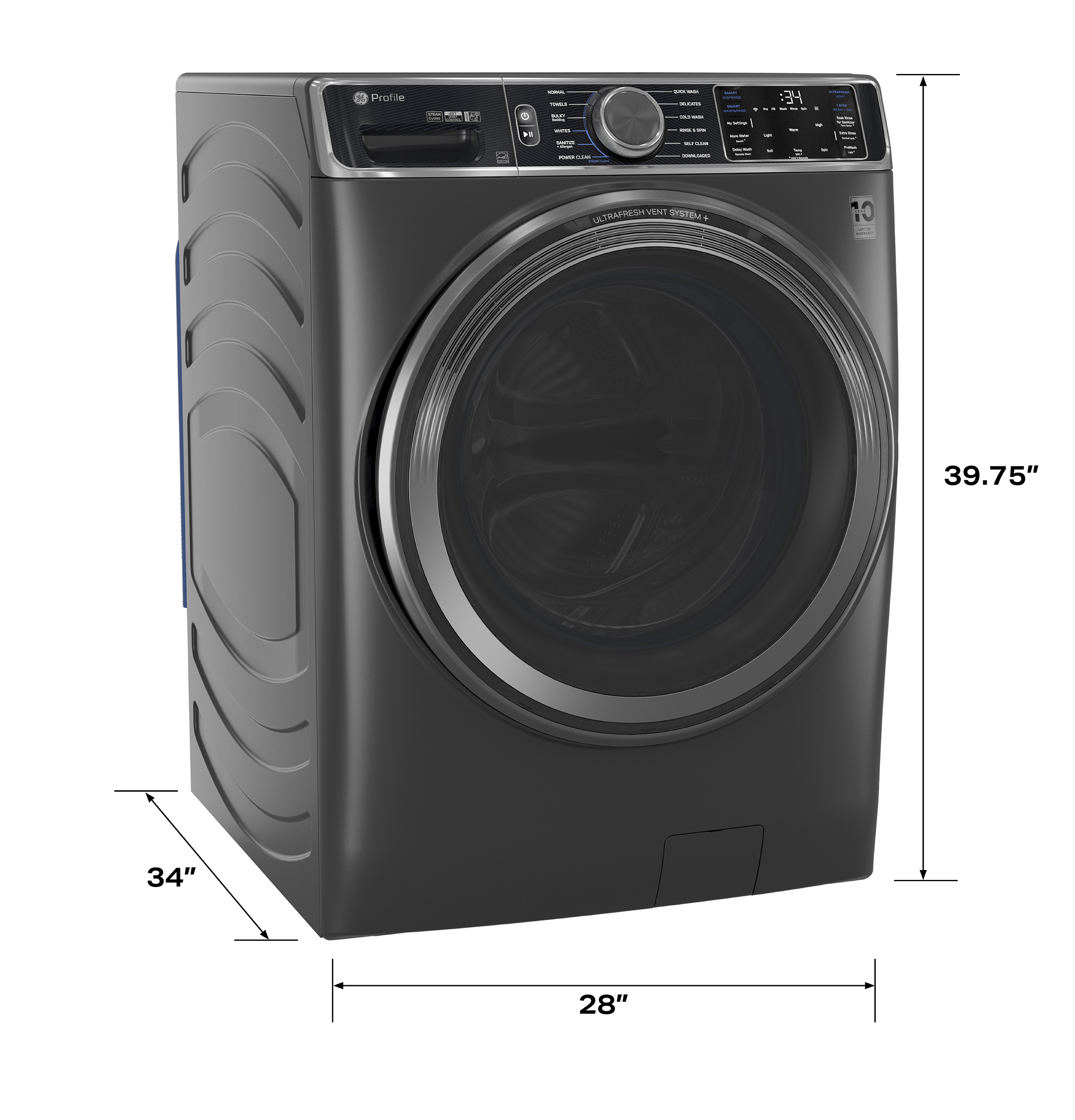 5.5 cu. ft. Capacity Smart Front Load Steam Washer with UltraFresh Vent System+ and Smart Wash & Smart Rinse PFW955SPWDS