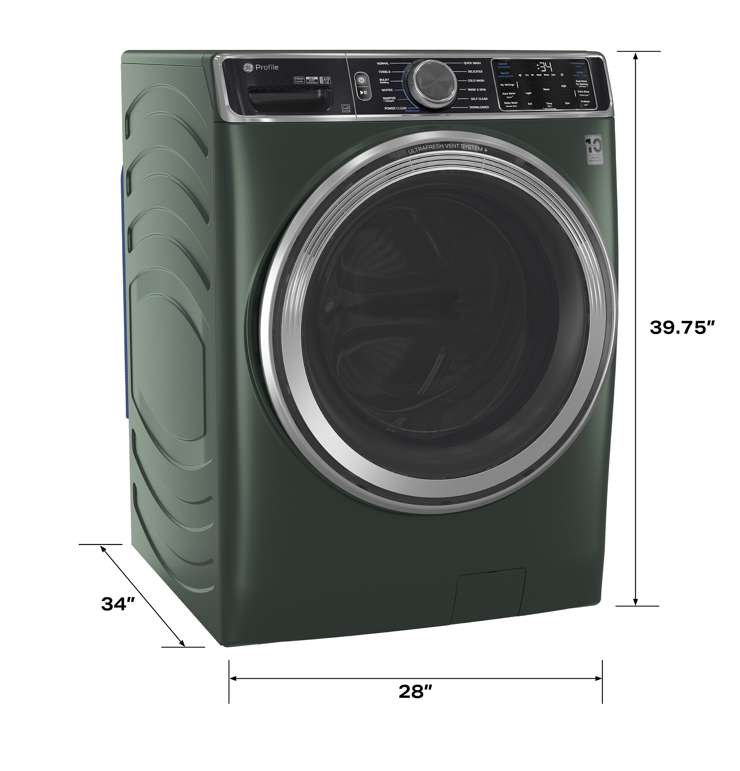 5.5 cu. ft. Capacity Smart Front Load Steam Washer with UltraFresh Vent System+ and Smart Wash & Smart Rinse PFW955SPWGN